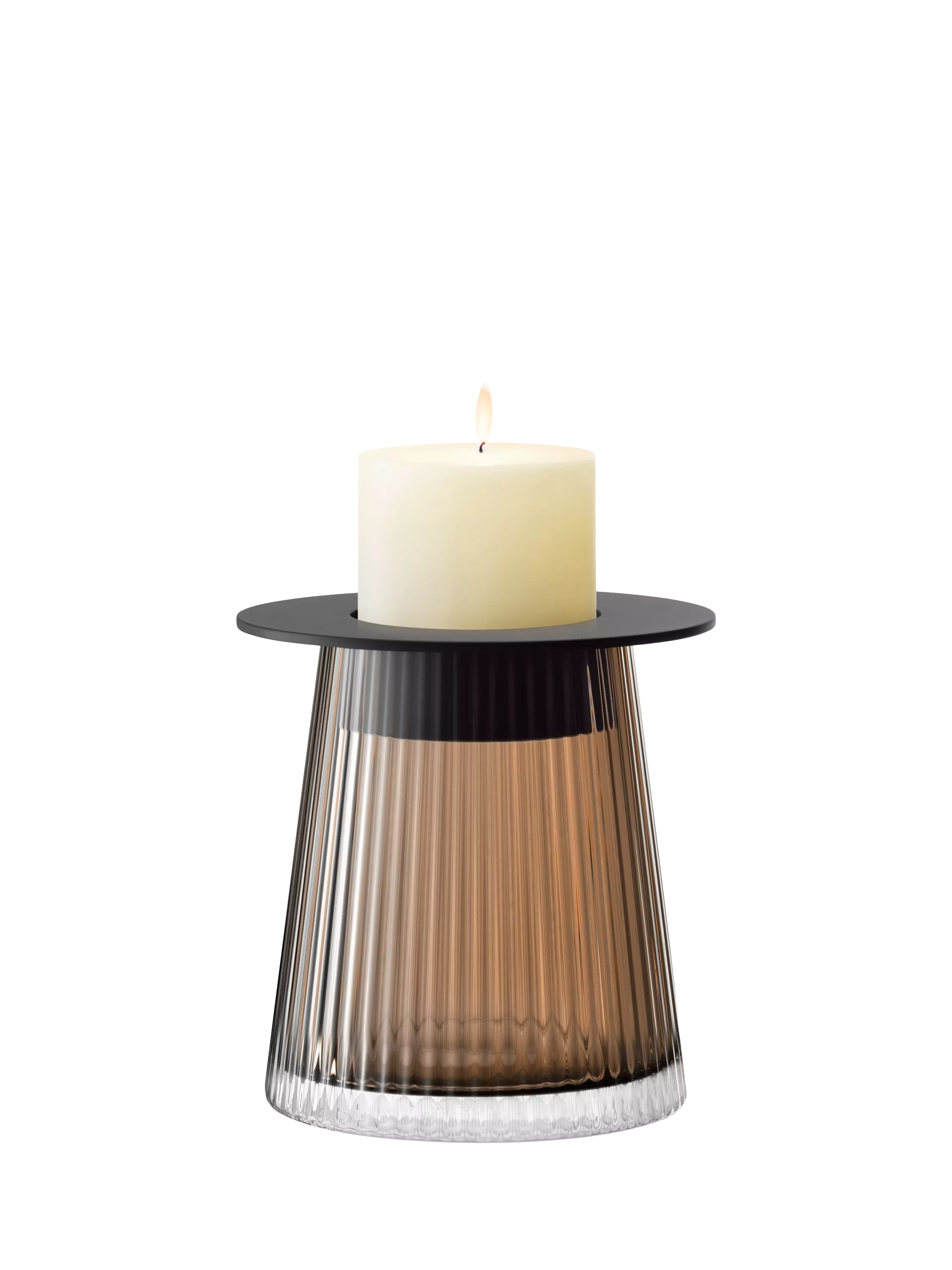 LSA Beacon ribbed glass candle holder vase H14cm, imported from the UK