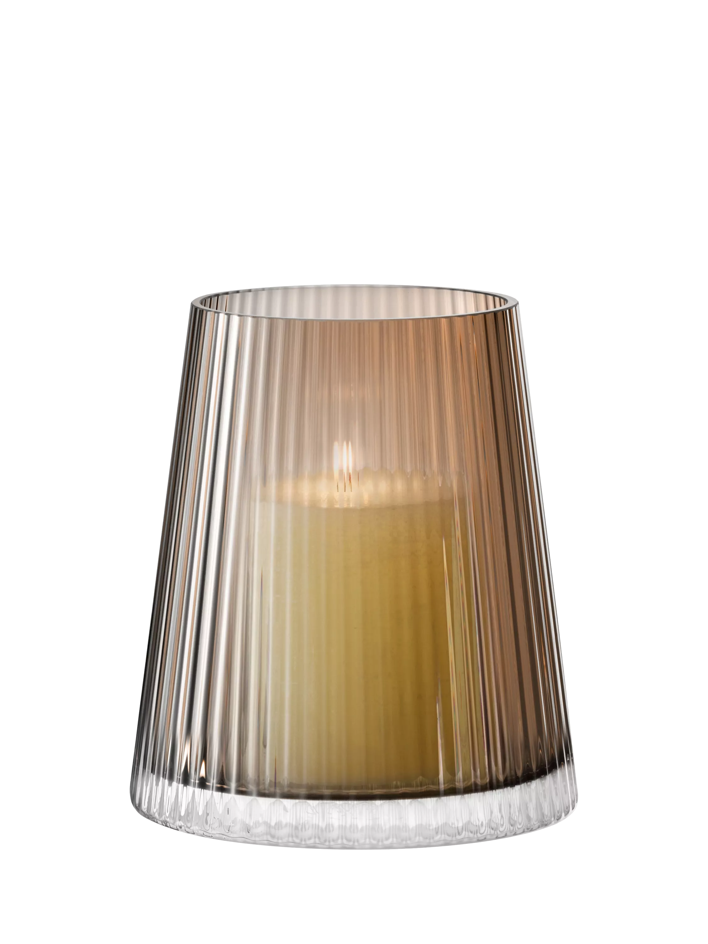 LSA Beacon ribbed glass candle holder vase H14cm, imported from the UK