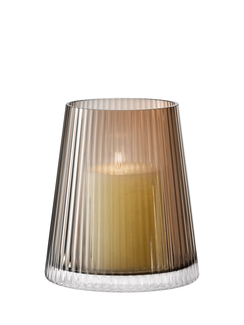 LSA Beacon ribbed glass candle holder vase H14cm, imported from the UK