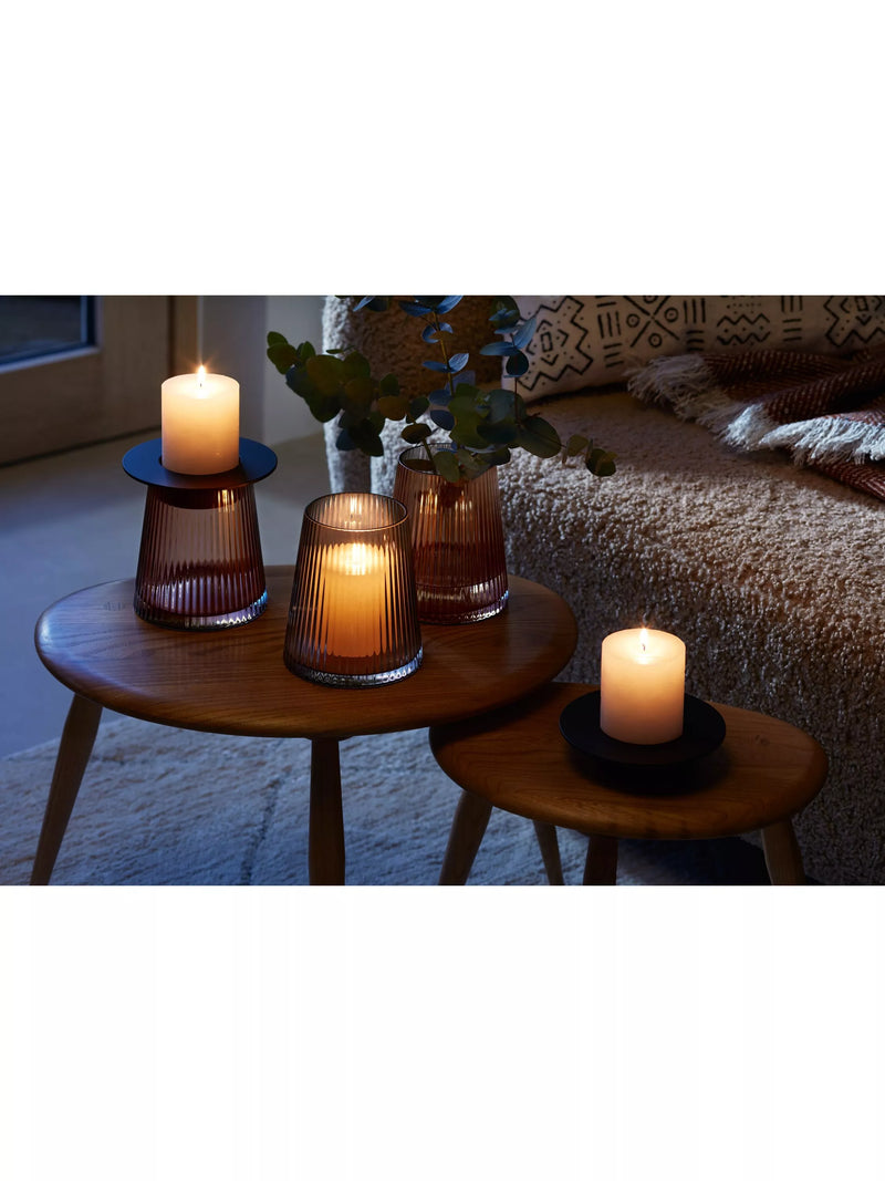 LSA Beacon ribbed glass candle holder vase H14cm, imported from the UK
