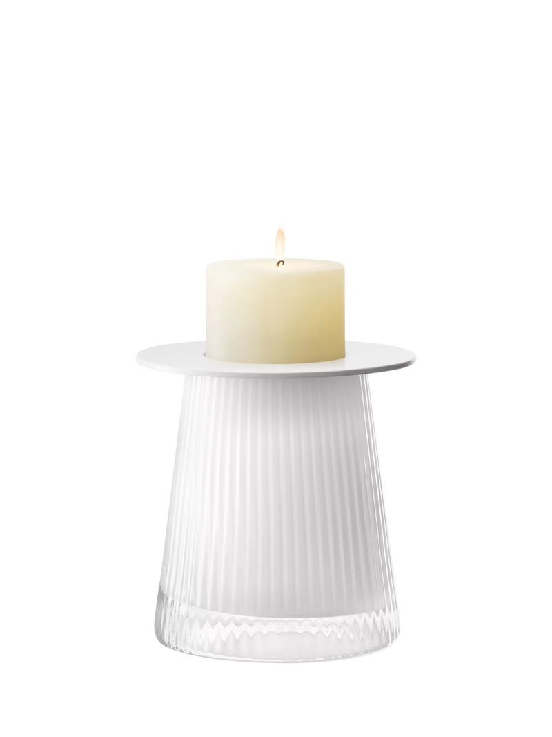 LSA International Beacon ribbed glass candle holder vase H14cm, UK version