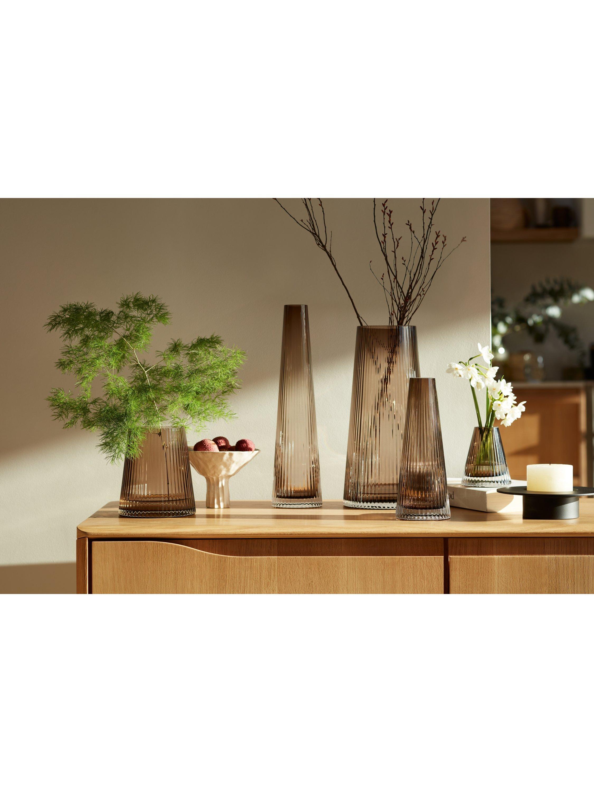 LSA International Beacon ribbed candle holder vase H22cm, UK version