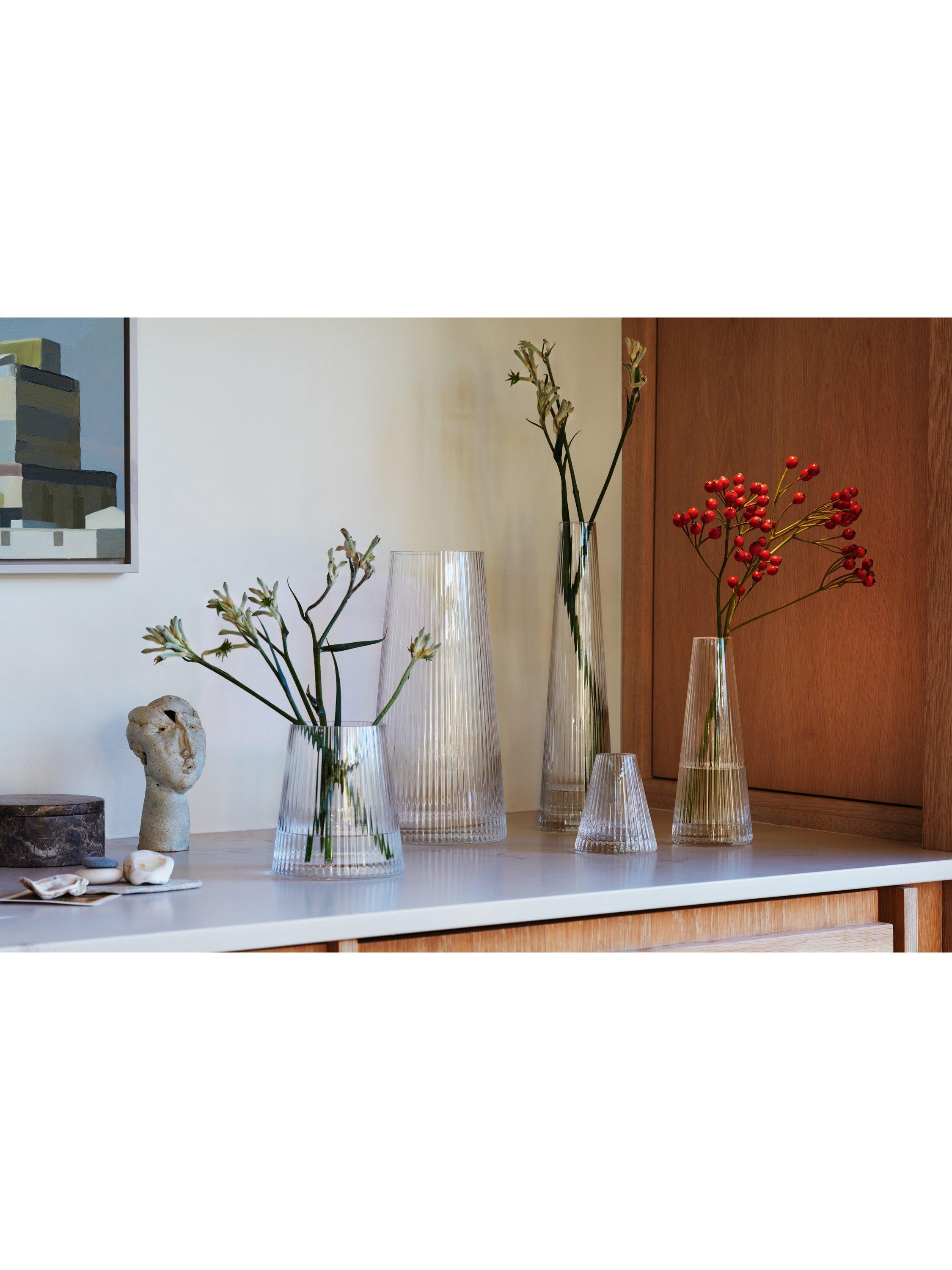 LSA International Beacon ribbed glass candle holder 22cm British product