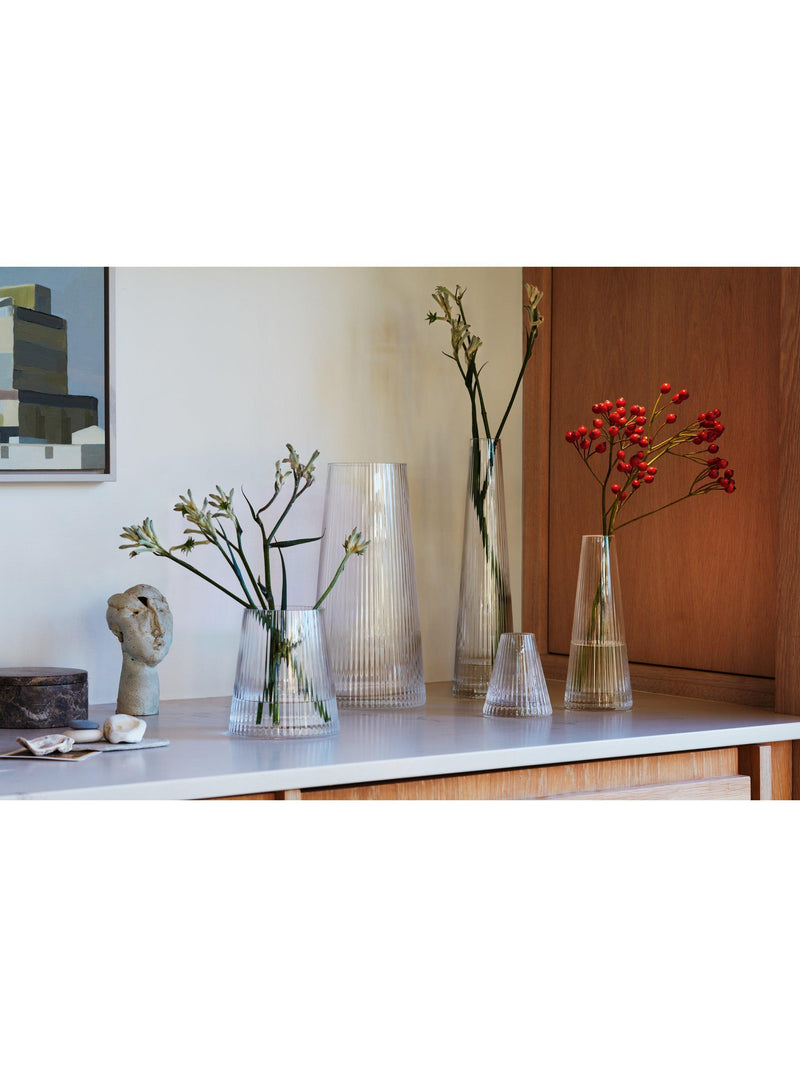 LSA International Beacon ribbed glass candle holder 22cm British product