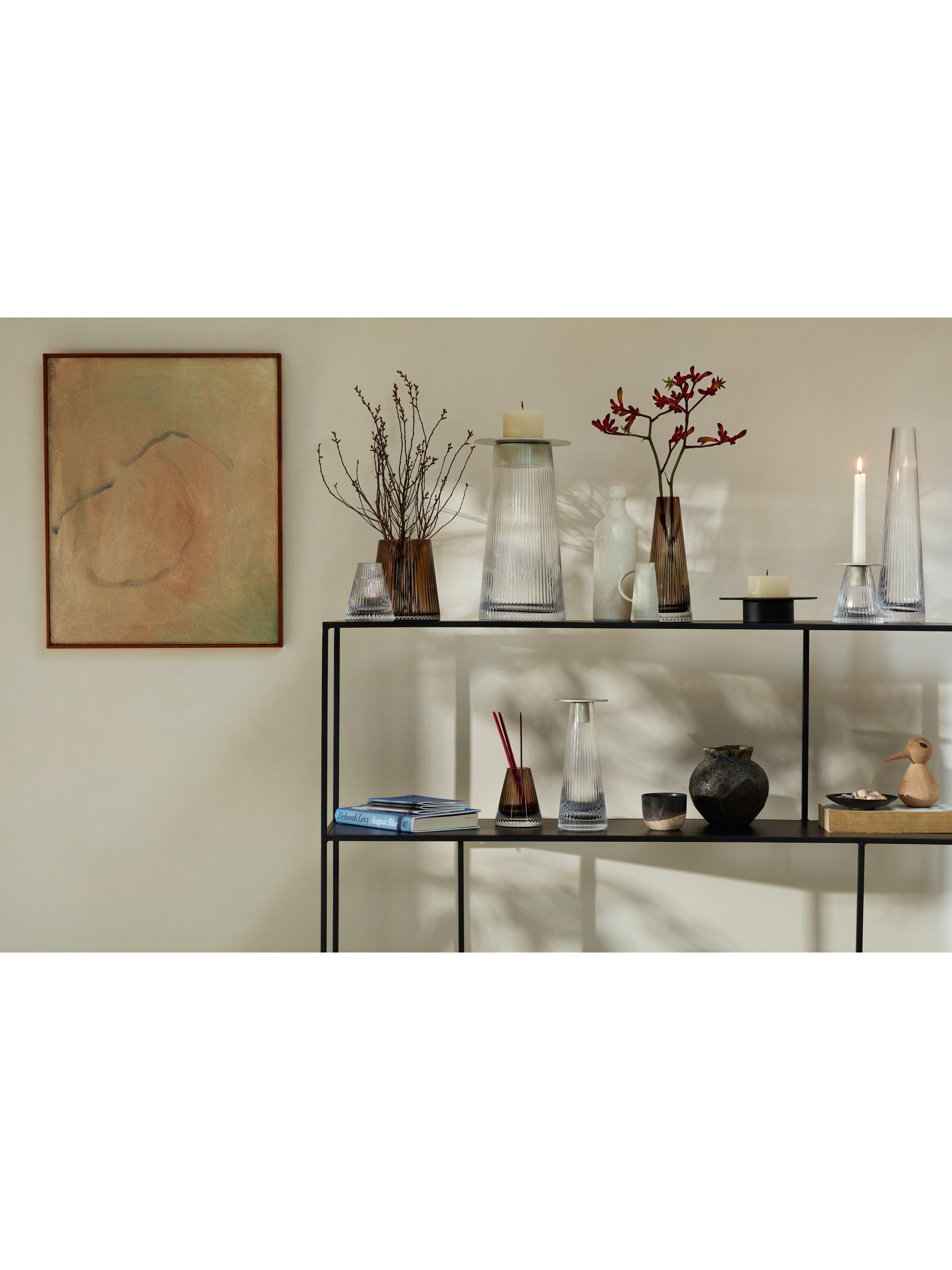 LSA International Beacon ribbed glass candle holder and vase H30cm - British product
