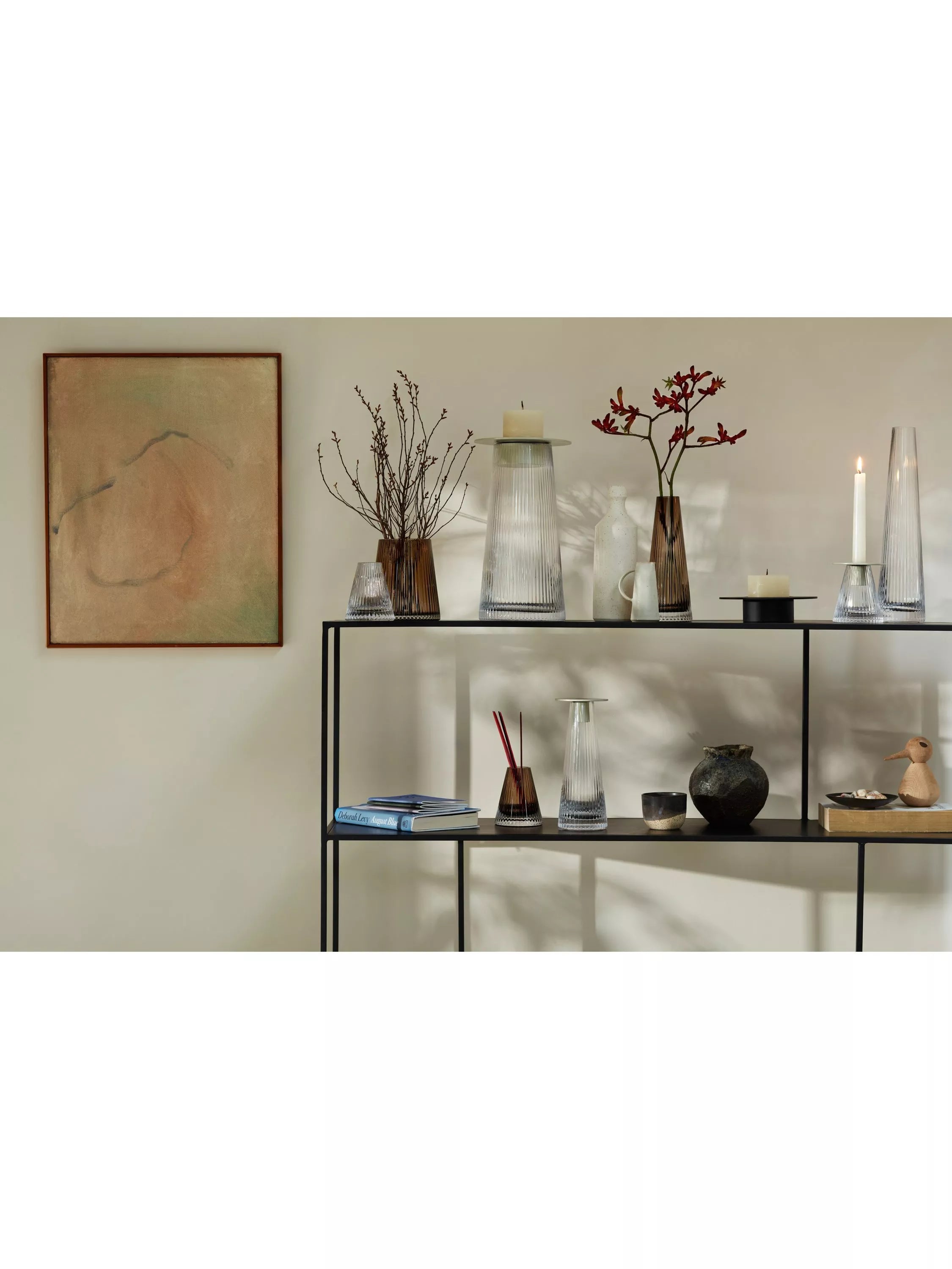 LSA International Beacon ribbed glass candle holder and vase H30cm - British product