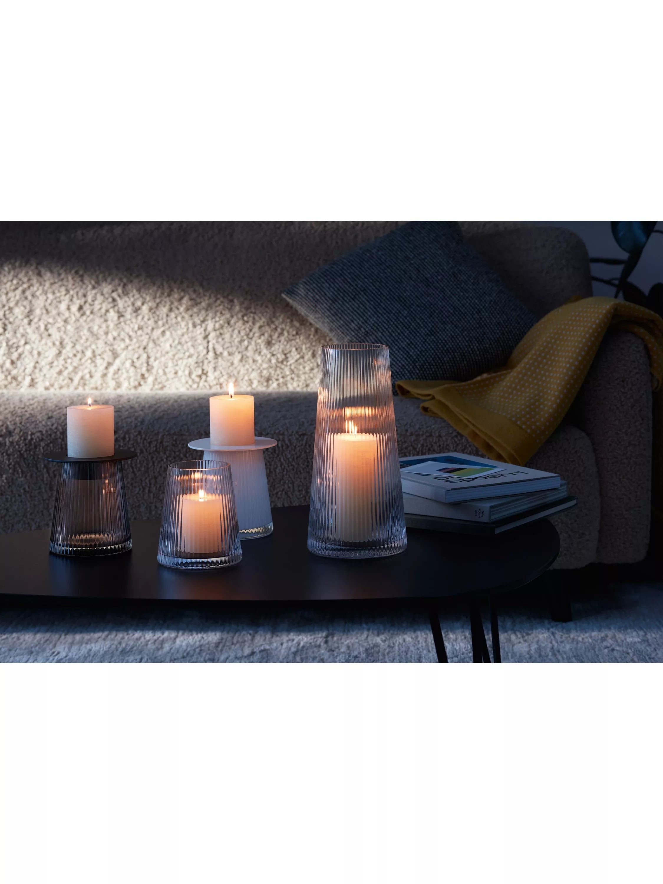 LSA International Beacon ribbed glass candle holder and vase H30cm - British product