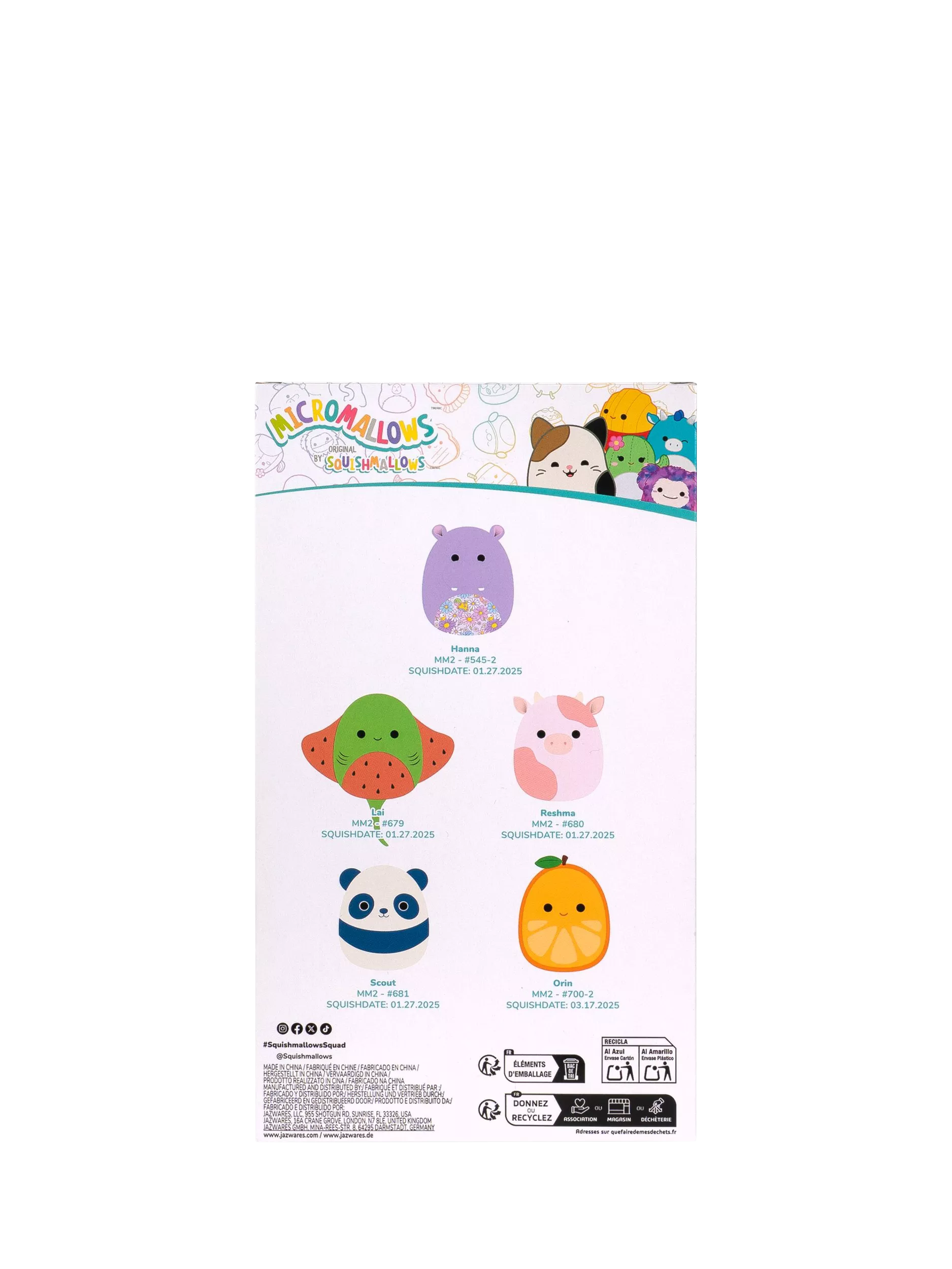 Micromallows plush toy 5-pack with characters (British brand)