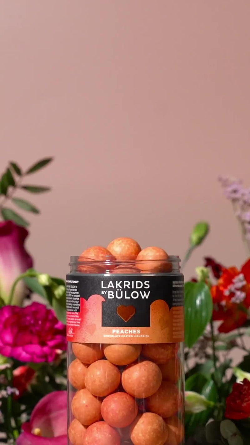 LAKRIDS BY BÜLOW chocolate coated liquorice Peaches 270g, UK version