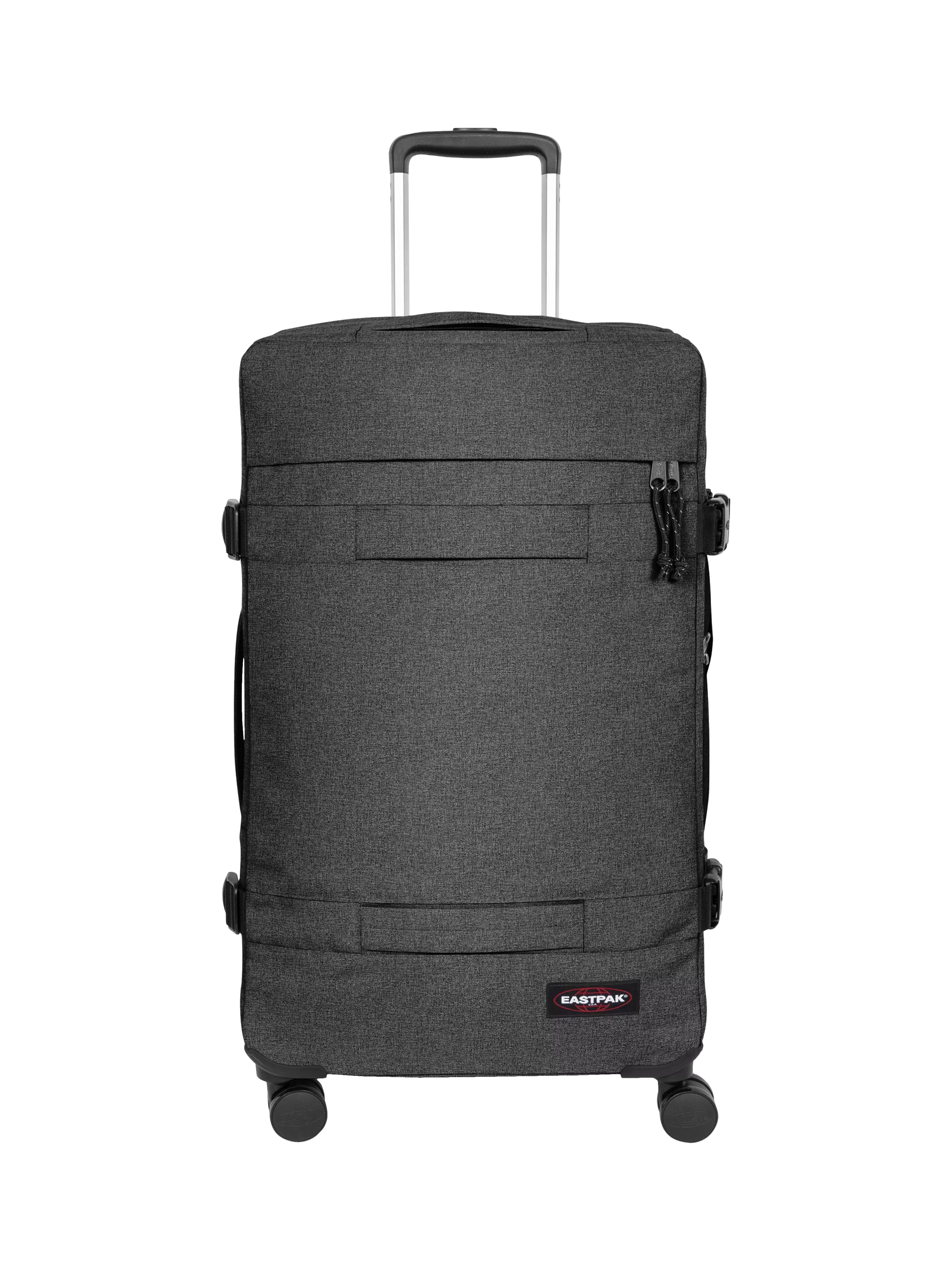 Eastpak Transit'r large 4-wheel suitcase in black denim, UK version