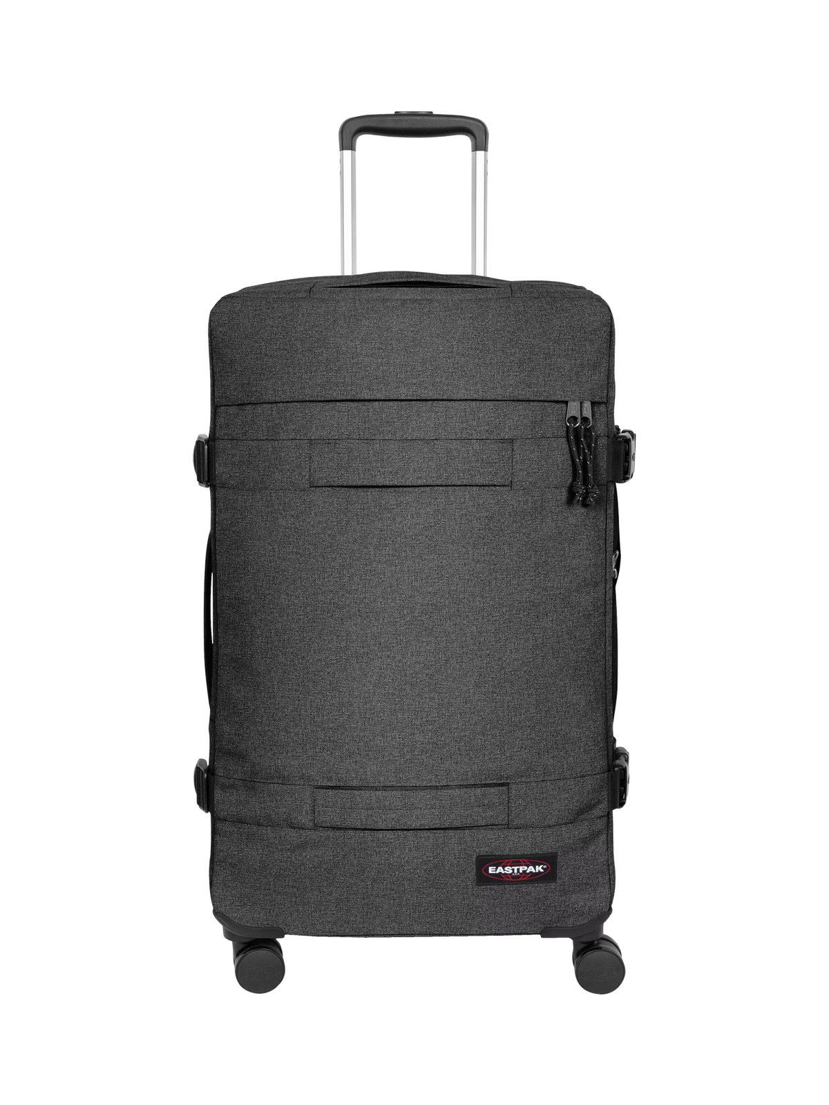 Eastpak Transit'r large 4-wheel suitcase in black denim, UK version
