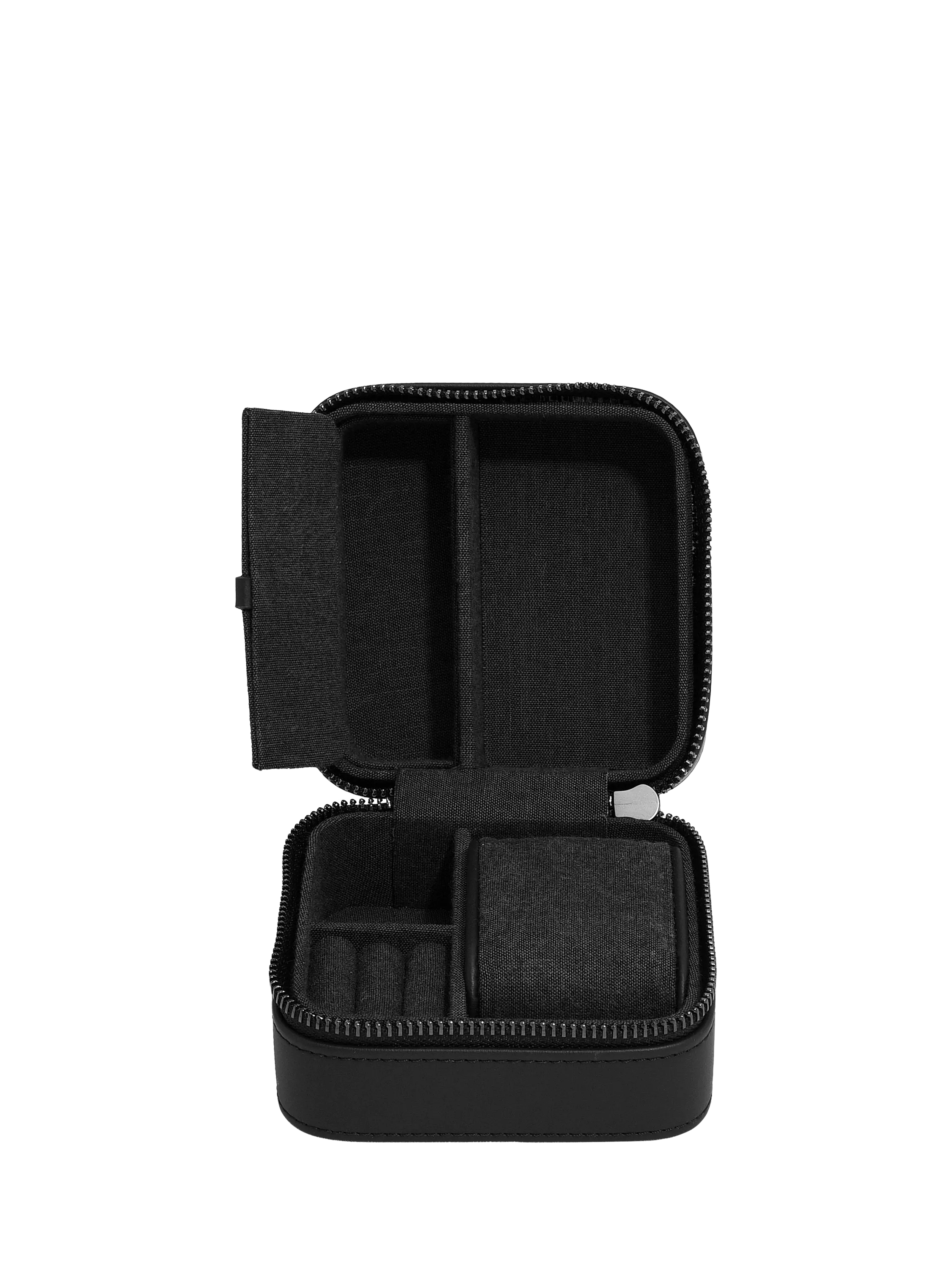 Stackers fluted watch and jewellery box black faux leather, UK version