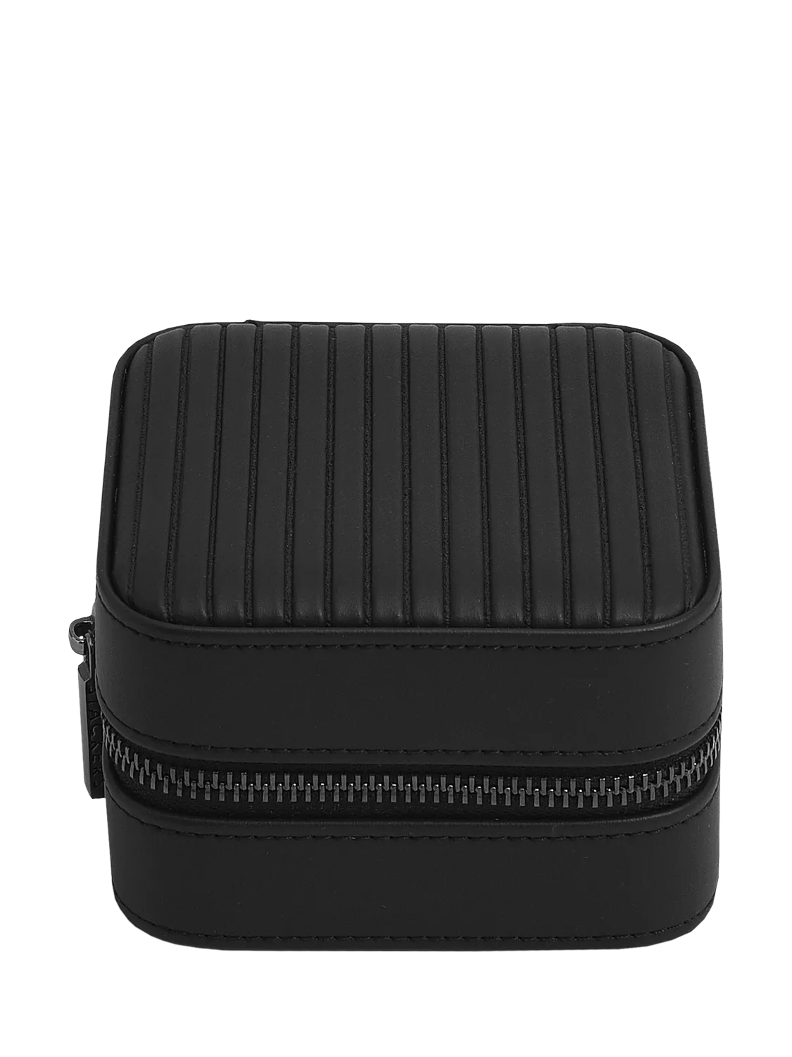 Stackers fluted watch and jewellery box black faux leather, UK version