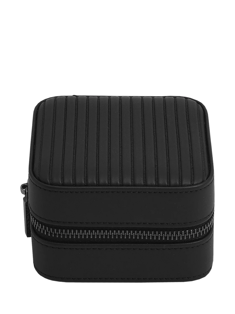 Stackers fluted watch and jewellery box black faux leather, UK version