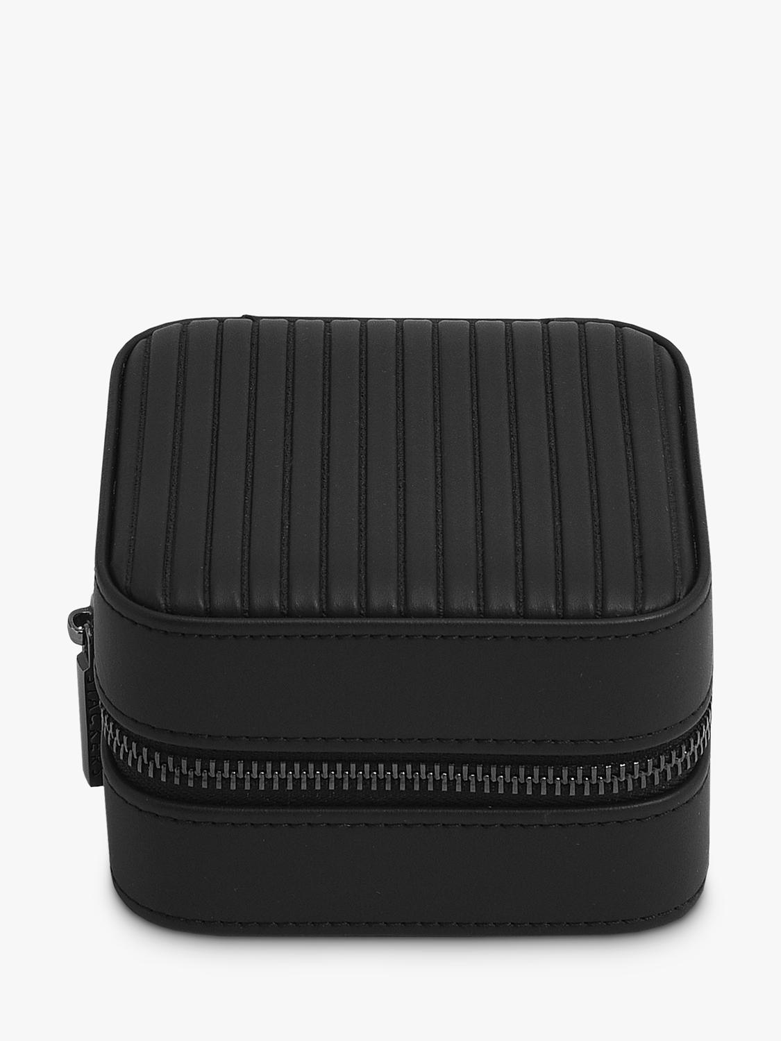 Stackers fluted watch and jewellery box black faux leather, UK version