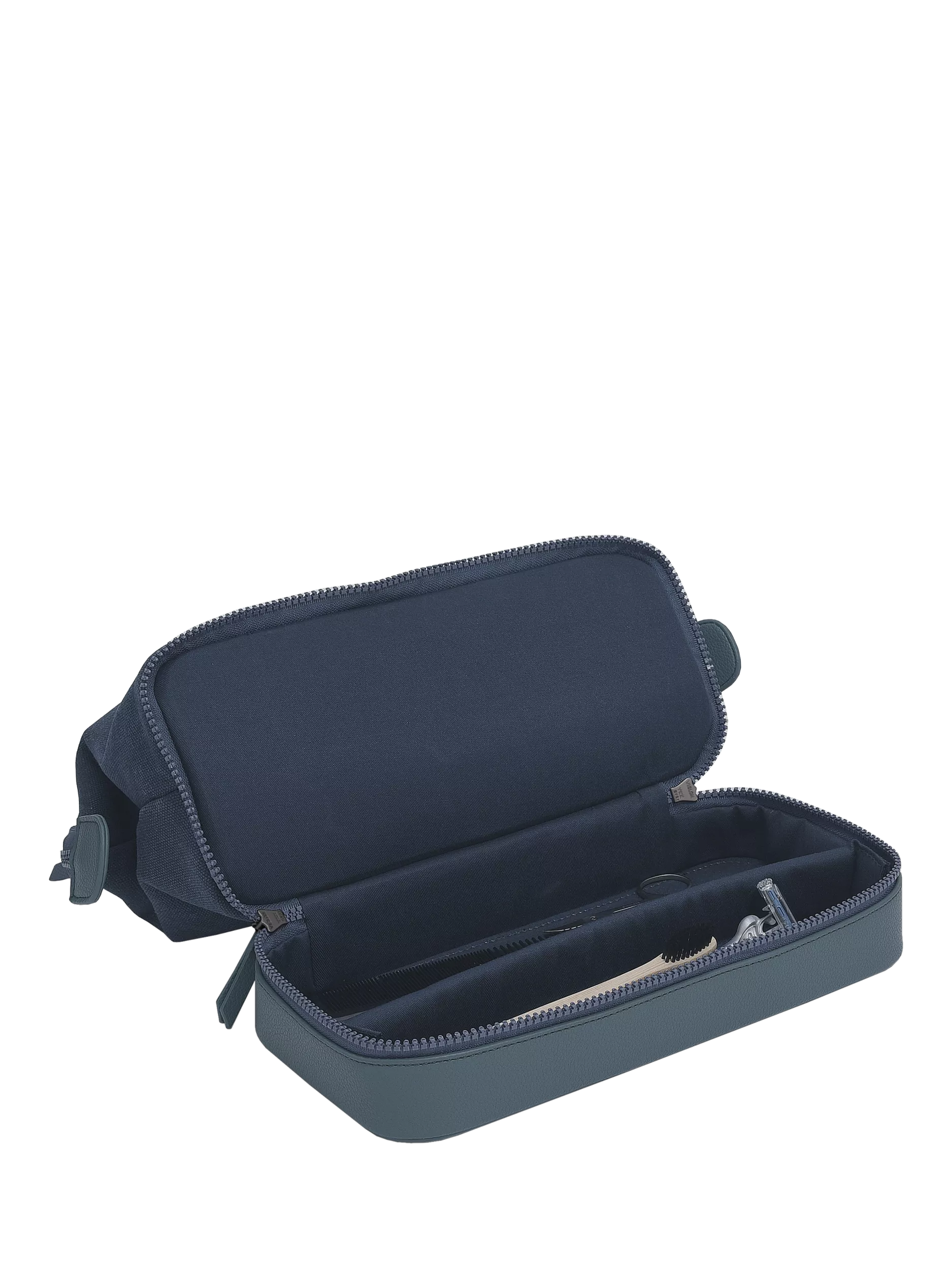 Stackers blue canvas wash bag, UK version