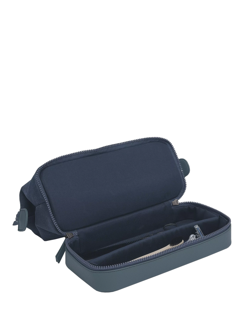Stackers blue canvas wash bag, UK version