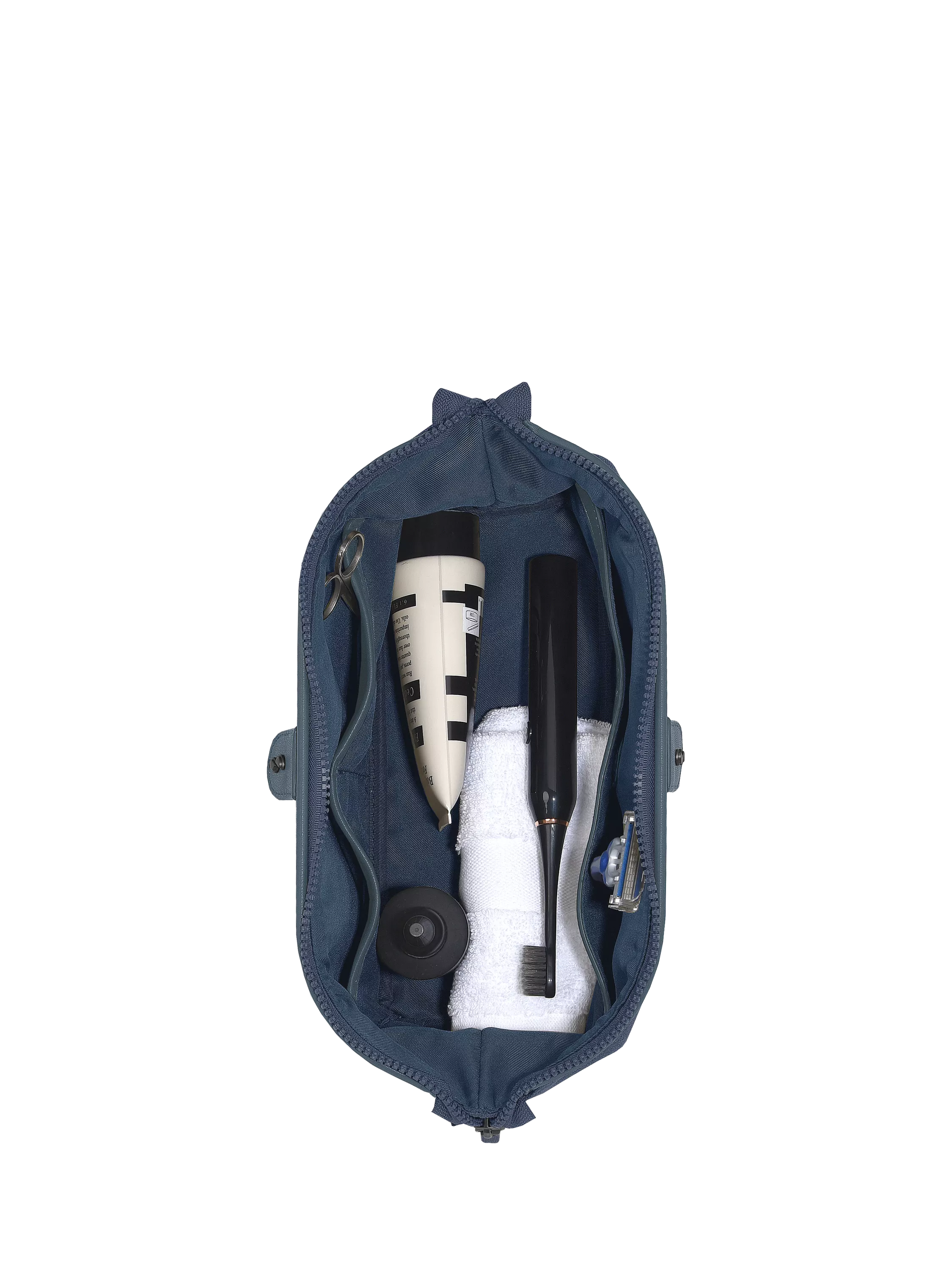 Stackers blue canvas wash bag, UK version