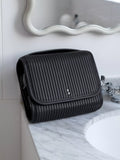 Stackers travel wash bag black fluted faux leather imported from the UK
