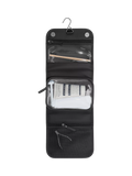 Stackers travel wash bag black fluted faux leather imported from the UK