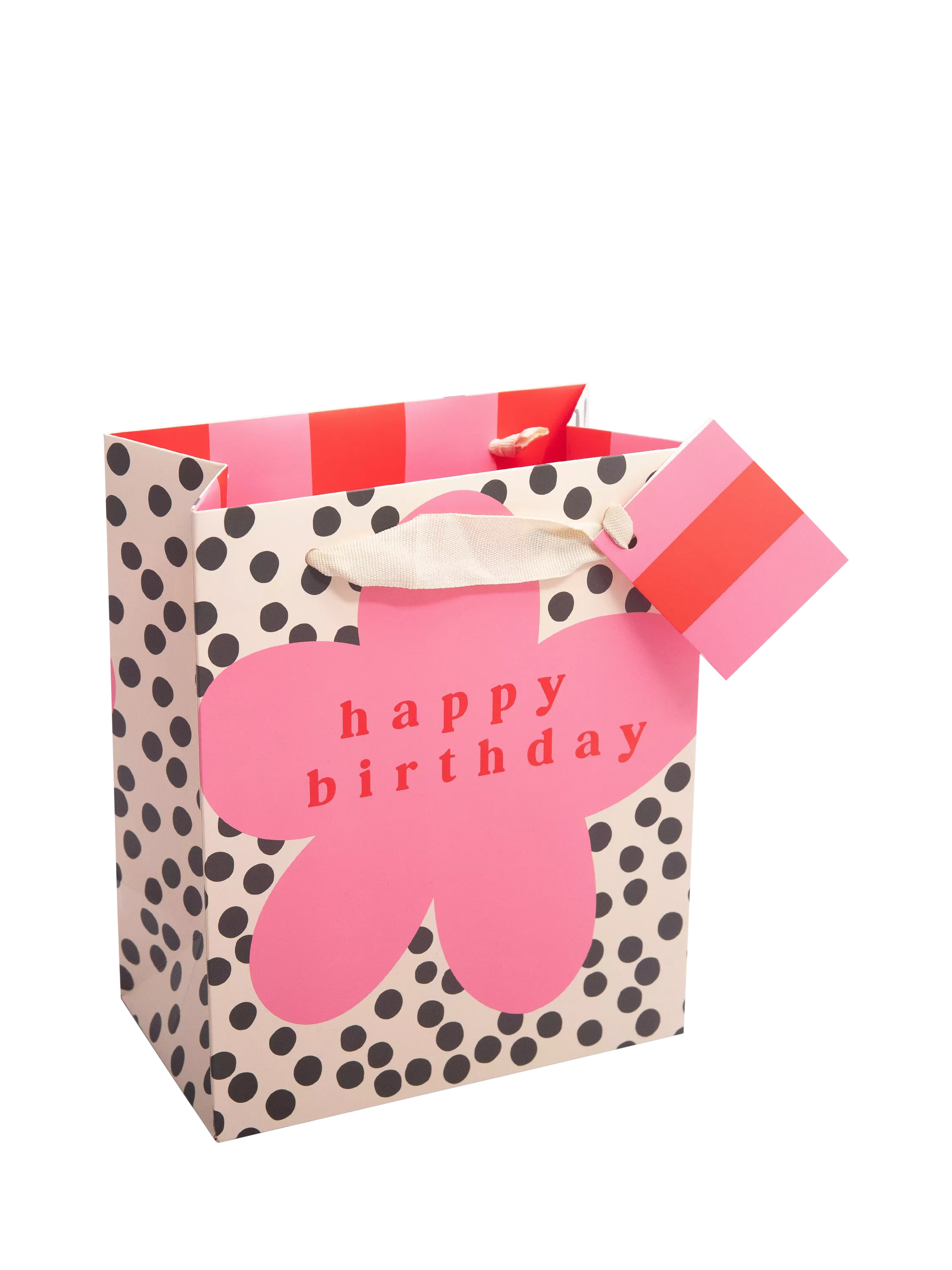 Caroline Gardner black and white spot flower gift bag medium, UK version
