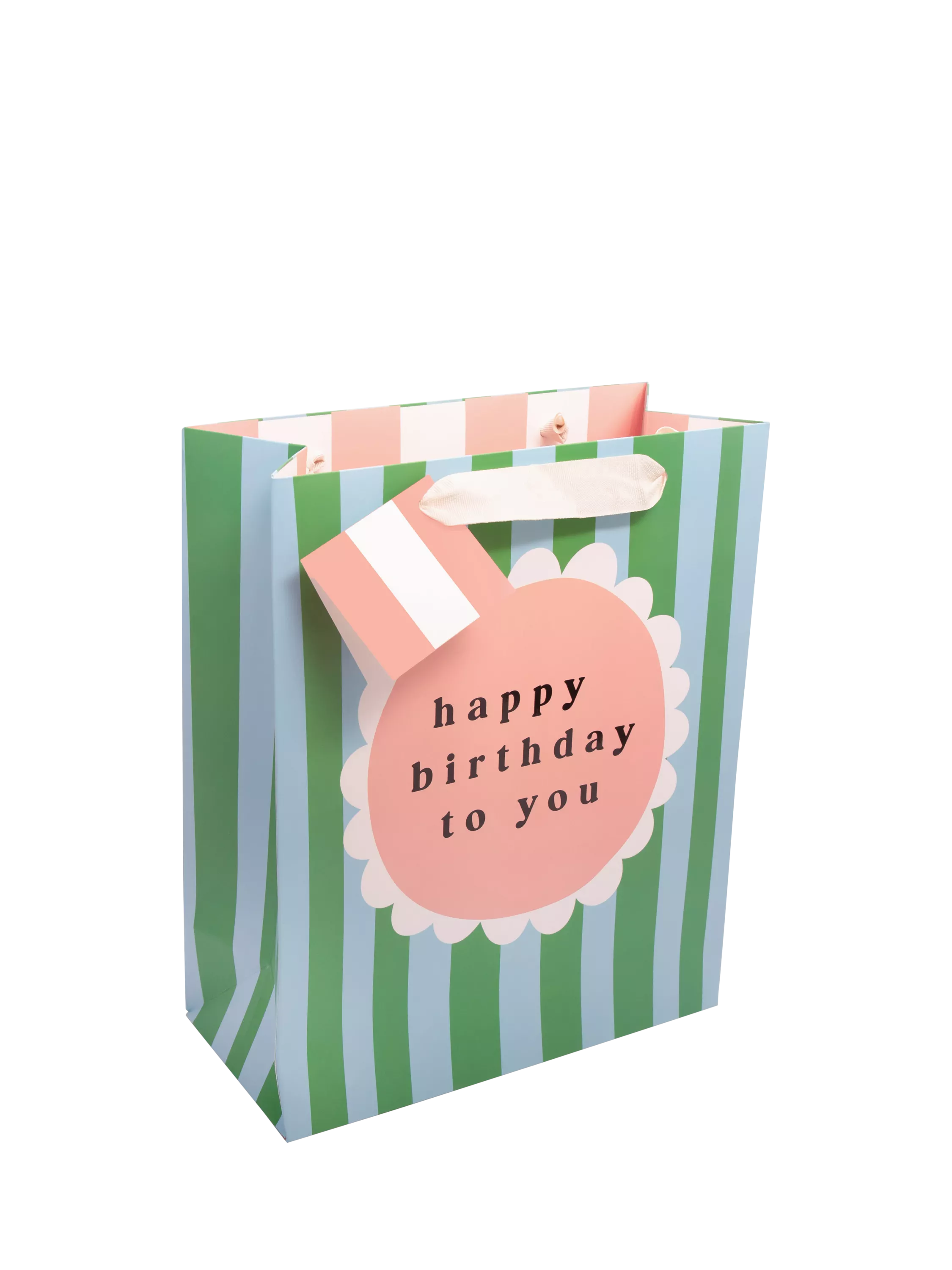 Caroline Gardner medium stripe flower gift bag green blue (British brand)