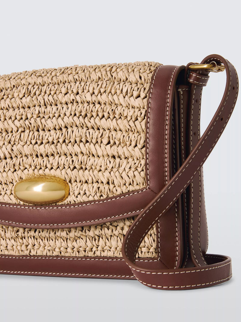 John Lewis Intentional raffia leather medium crossbody bag - British product
