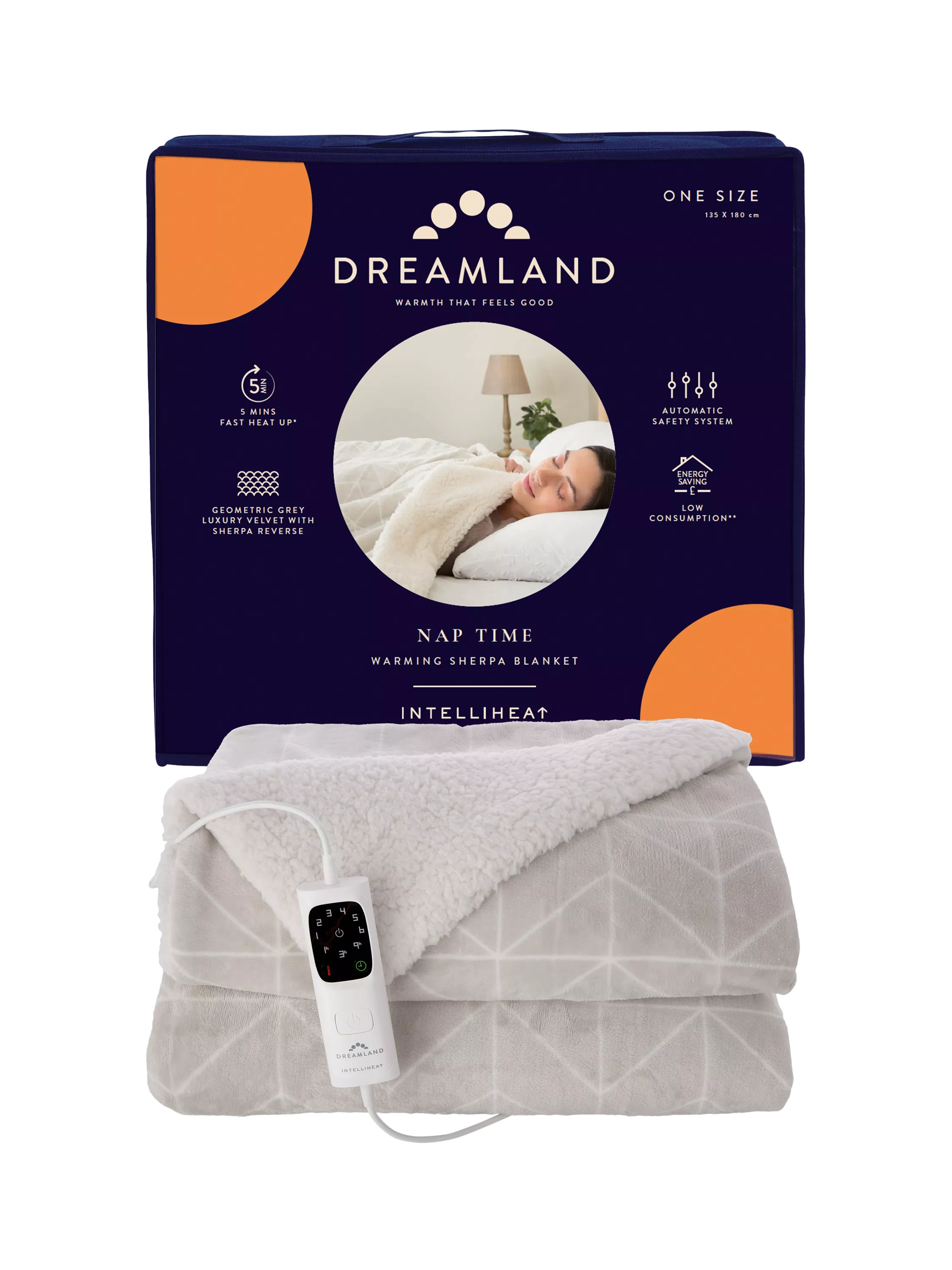 Dreamland Nap Time sherpa electric throw blanket beige - British product