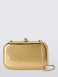 John Lewis Elle crinkled metallic clutch bag gold, imported from the UK