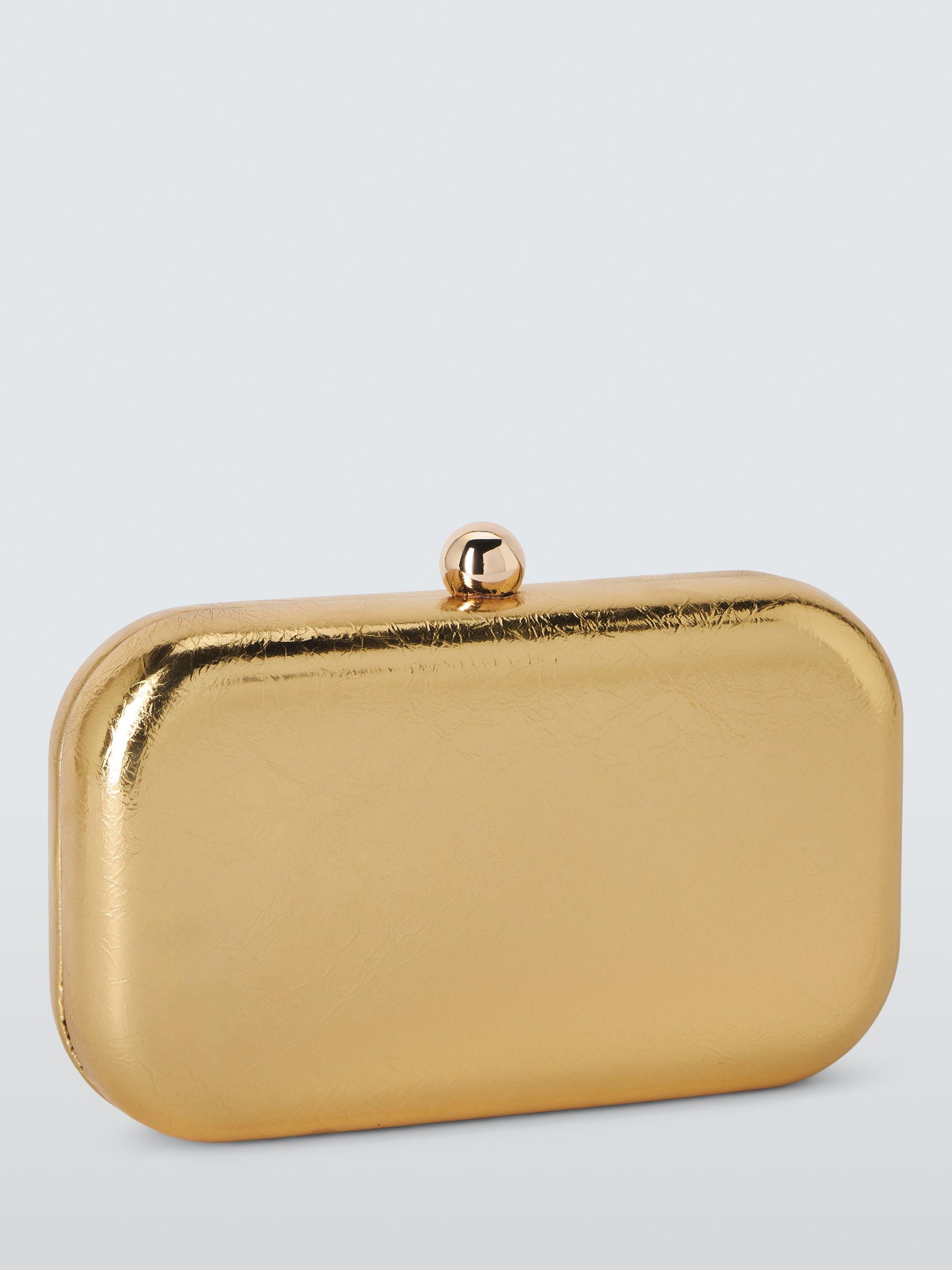 John Lewis Elle crinkled metallic clutch bag gold, imported from the UK