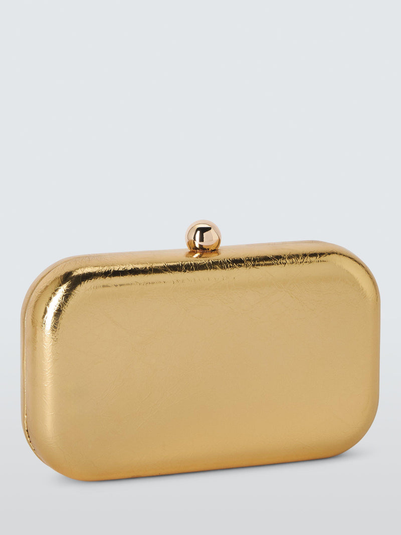 John Lewis Elle crinkled metallic clutch bag gold, imported from the UK