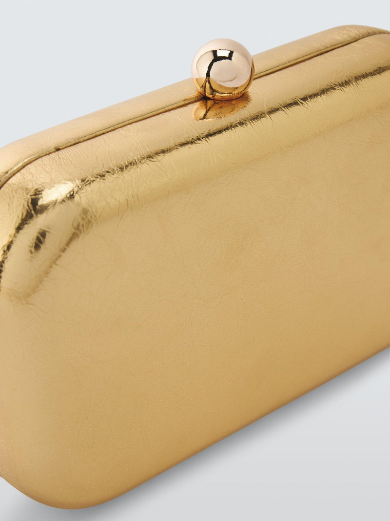 John Lewis Elle crinkled metallic clutch bag gold, imported from the UK