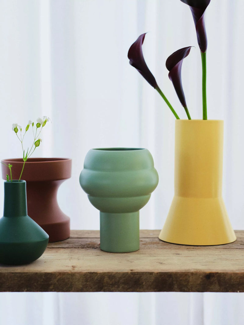 The Conran Shop tree earthenware vase H19.5cm sage green, imported from the UK
