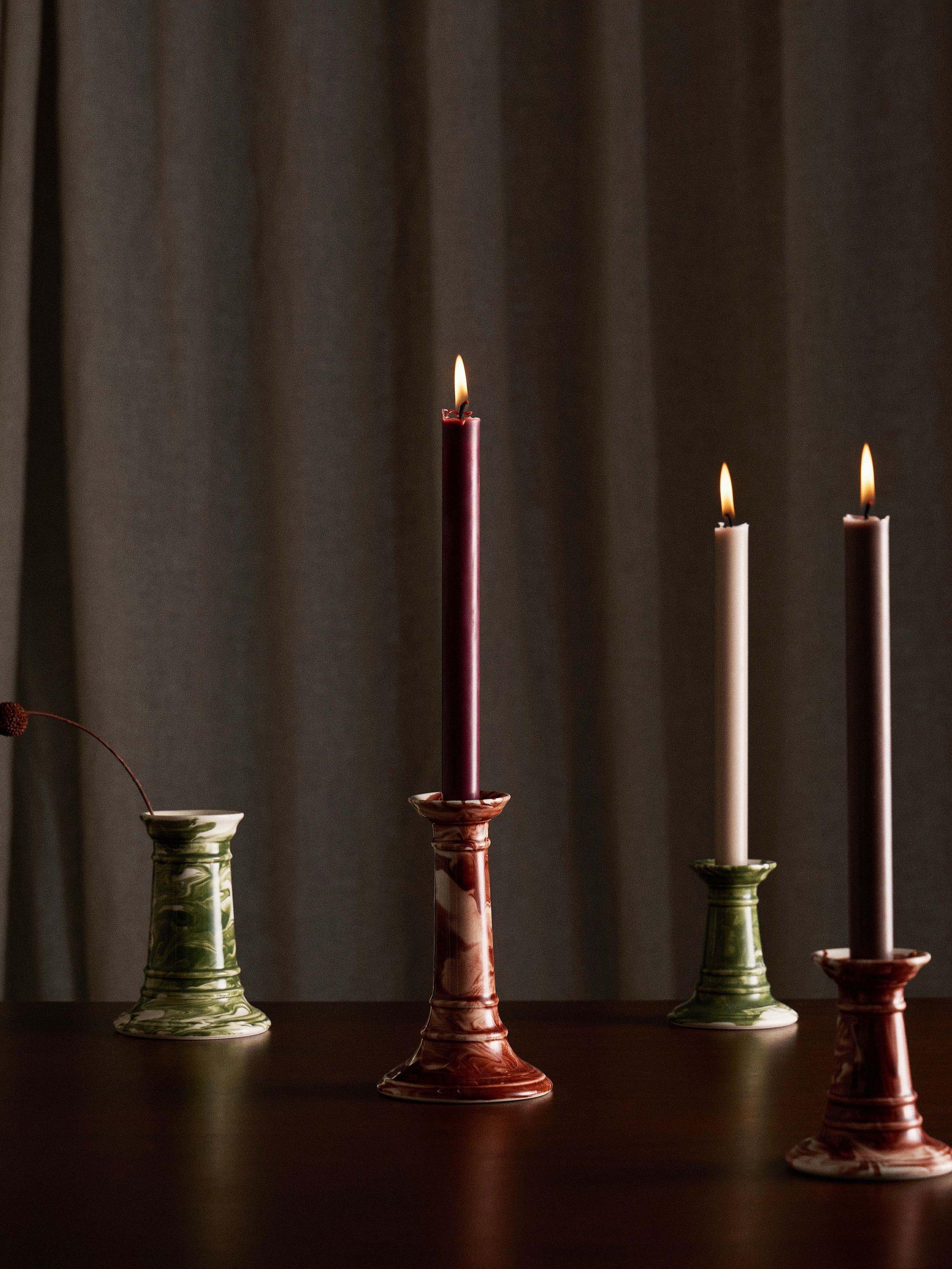 The Conran Shop Wardour candlestick burgundy earthenware, UK version