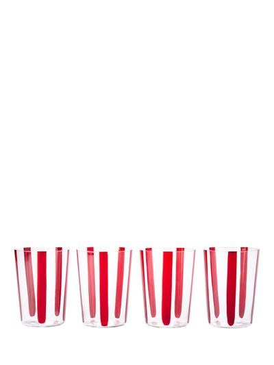 John Lewis The Conran Shop Nova Stripe Crystal Glass Tumbler, Set of 4, 500ml, Burgundy- Buy online at McGrocer