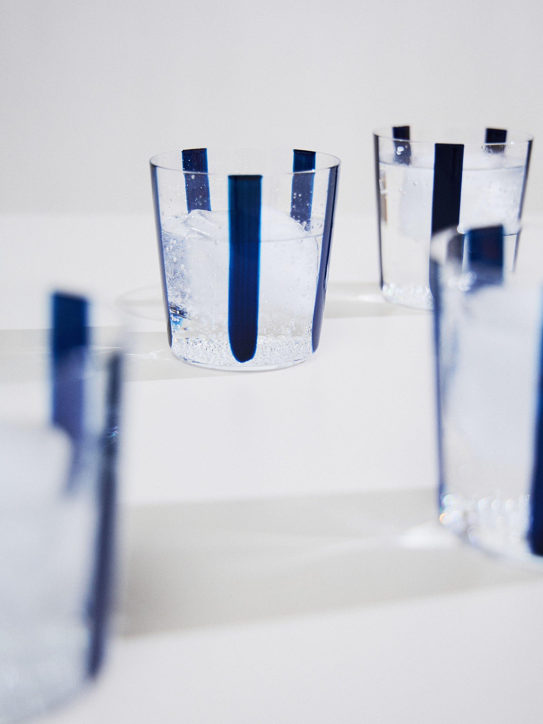 Conran Shop Nova Stripe crystal tumblers navy - British product