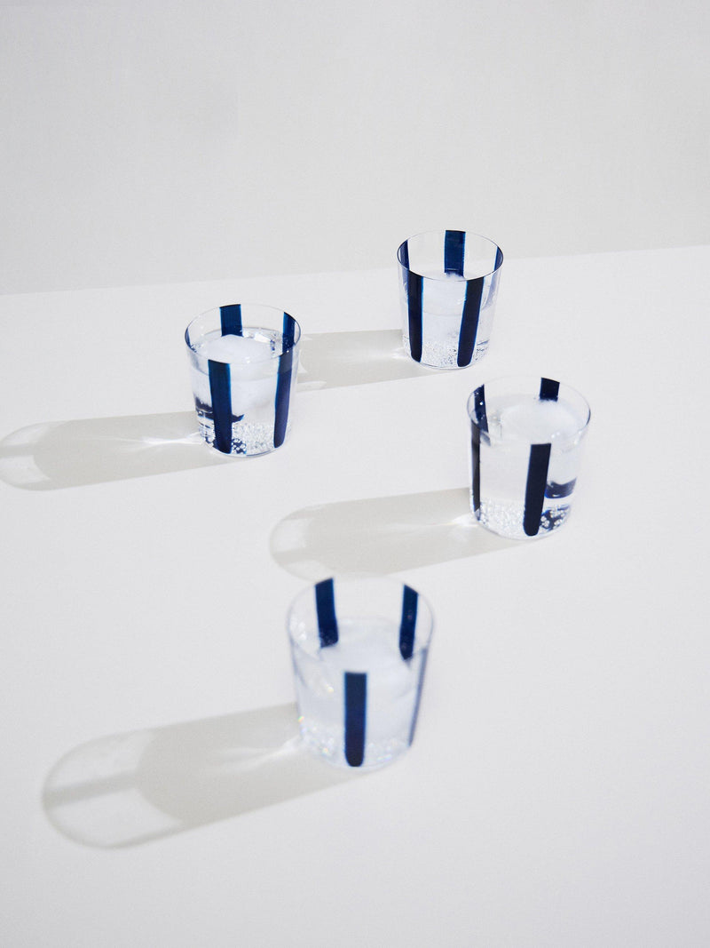 Conran Shop Nova Stripe crystal tumblers navy - British product