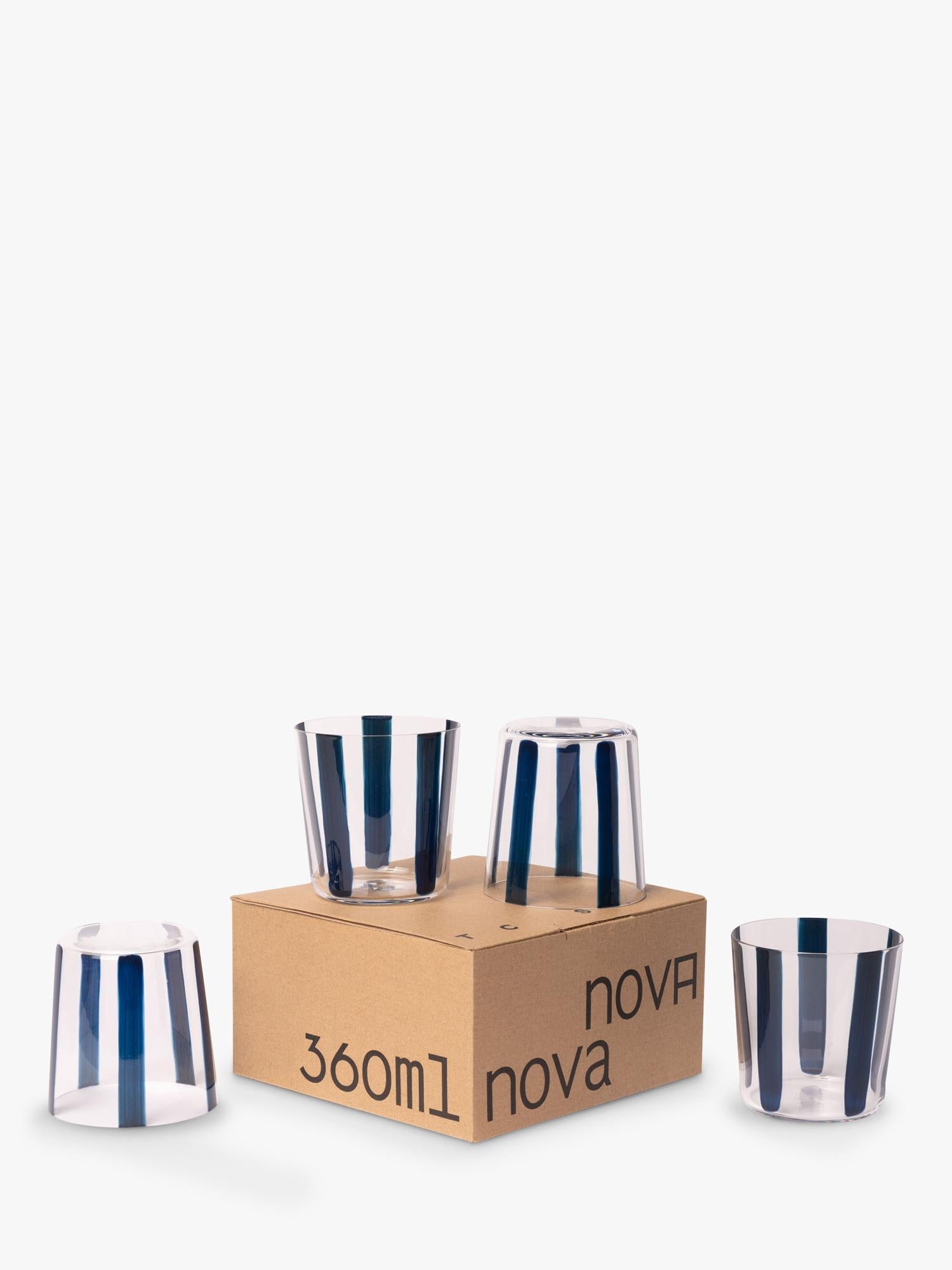 Conran Shop Nova Stripe crystal tumblers navy - British product