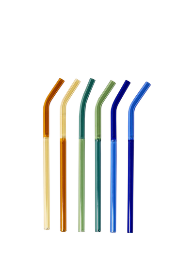 John Lewis The Conran Shop Santorini Reusable Angled Glass Cocktail Straws Multi Set of 6- Buy online at McGrocer