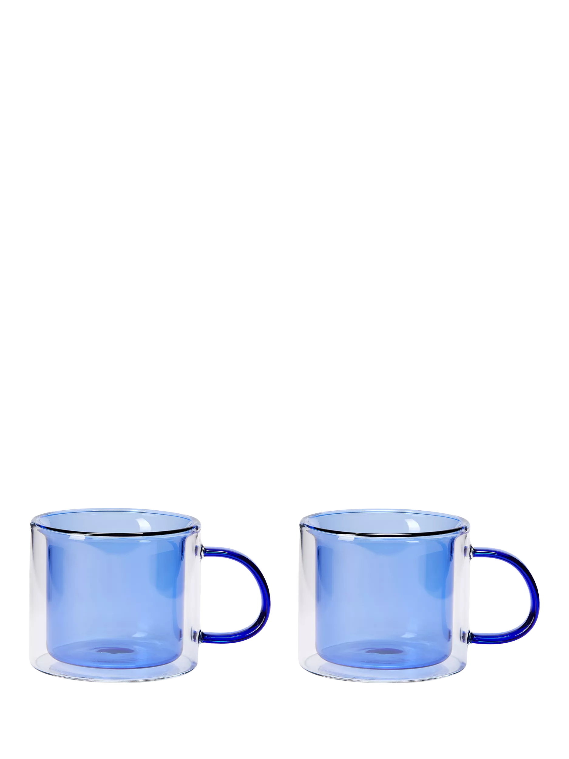 The Conran Shop double-walled borosilicate glass mug set of 2 blue 235ml, UK version