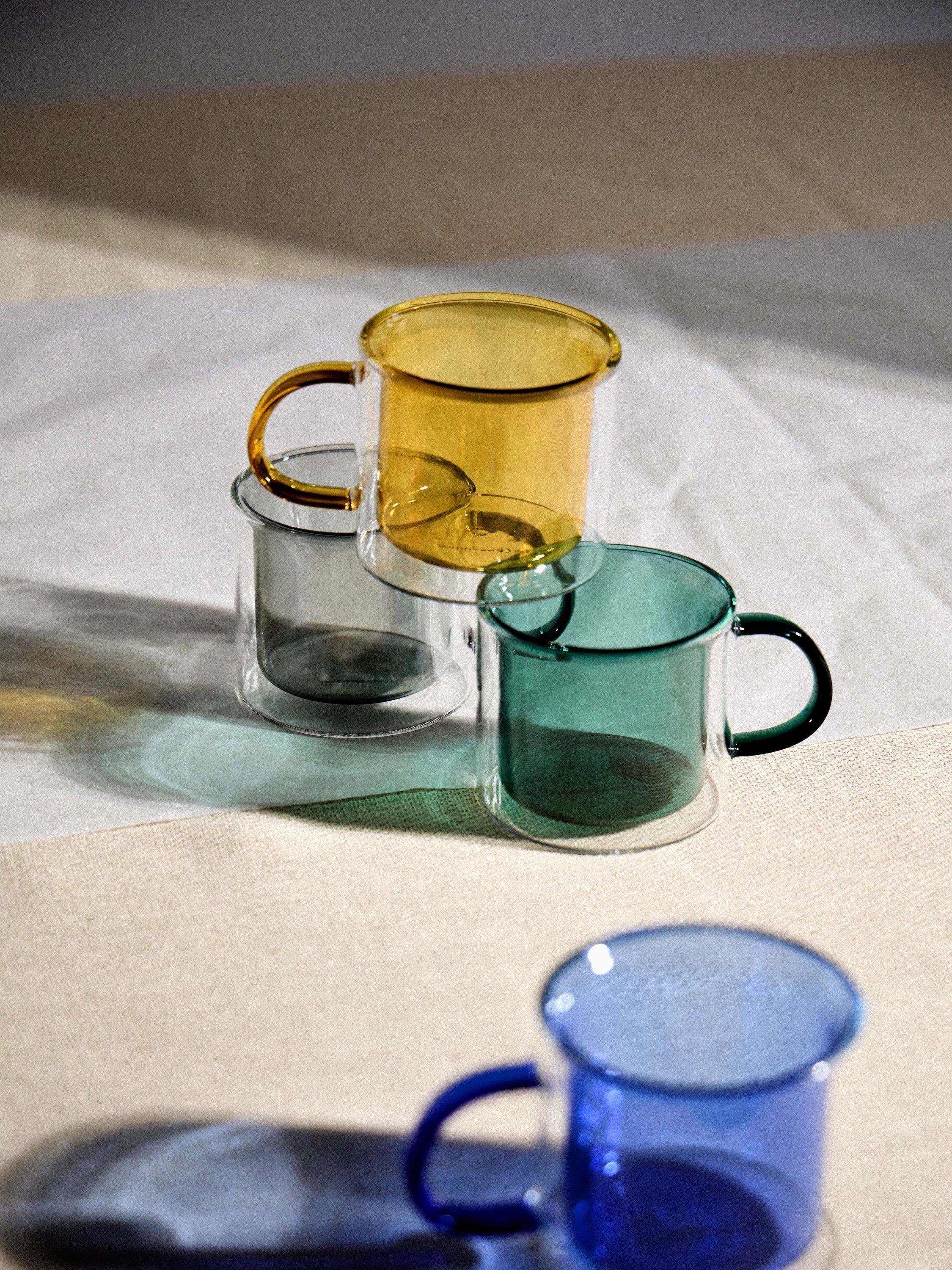 The Conran Shop double-walled borosilicate glass mug set of 2 blue 235ml, UK version