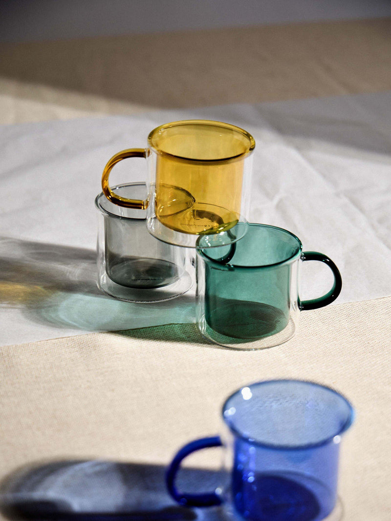 The Conran Shop double-walled borosilicate glass mug set of 2 blue 235ml, UK version