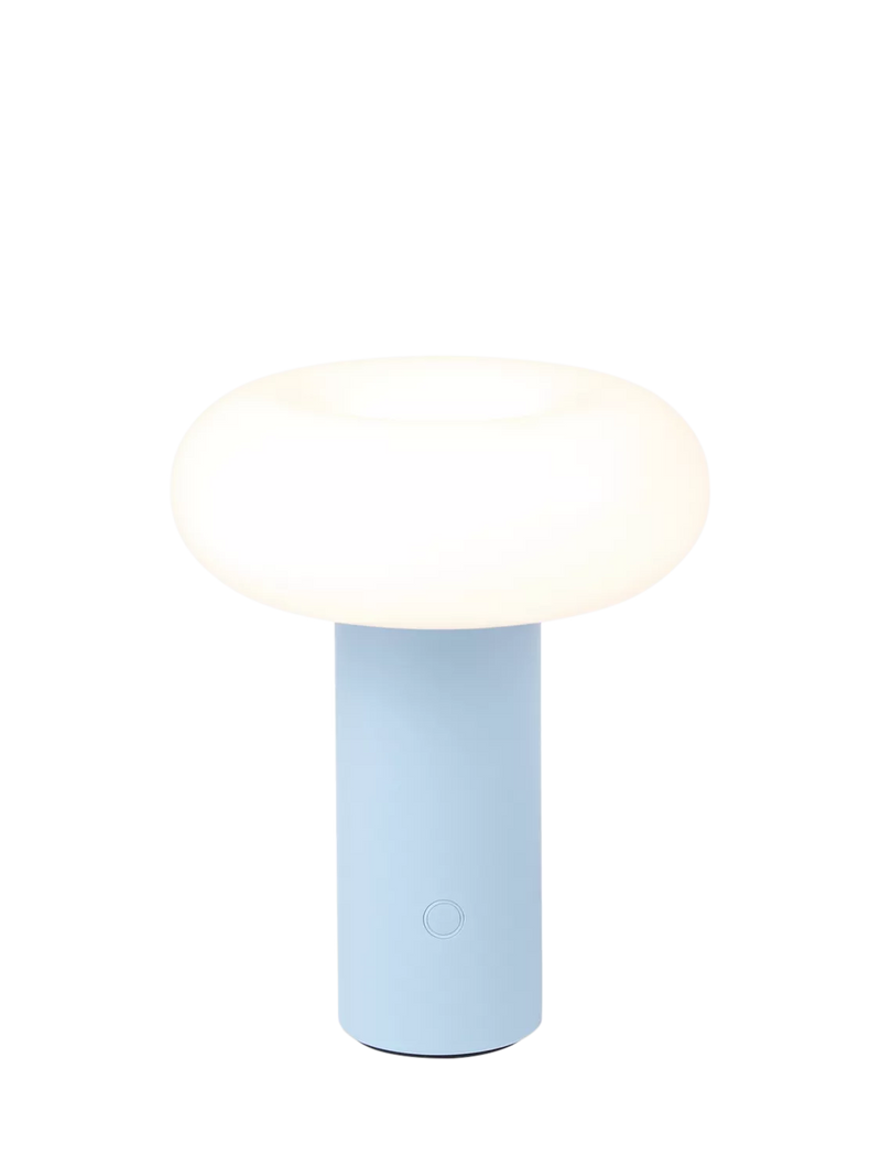 The Conran Shop Torus rechargeable portable table lamp powder blue, imported from the UK
