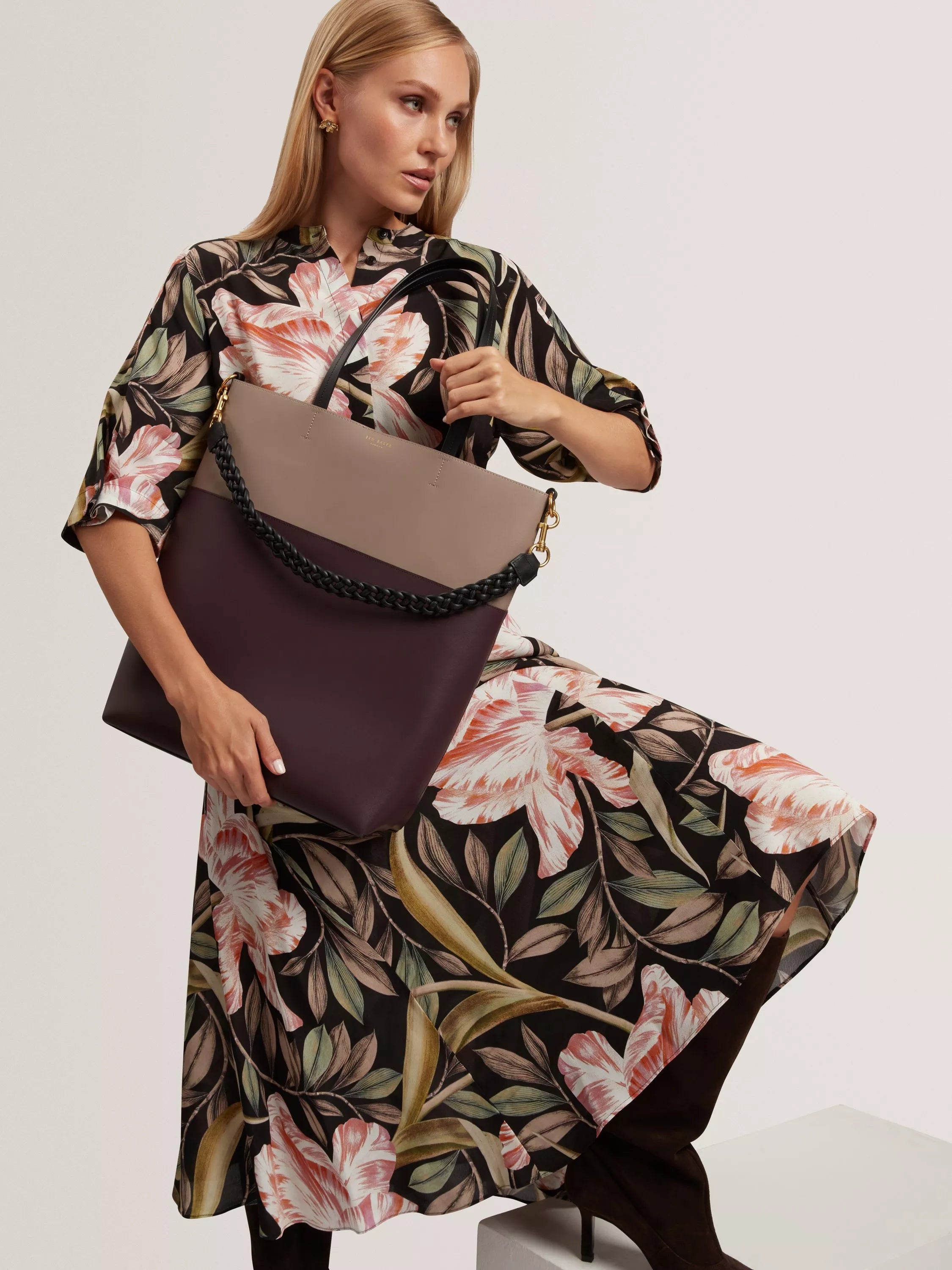 Ted Baker Wynslow wine leather tote bag, UK version