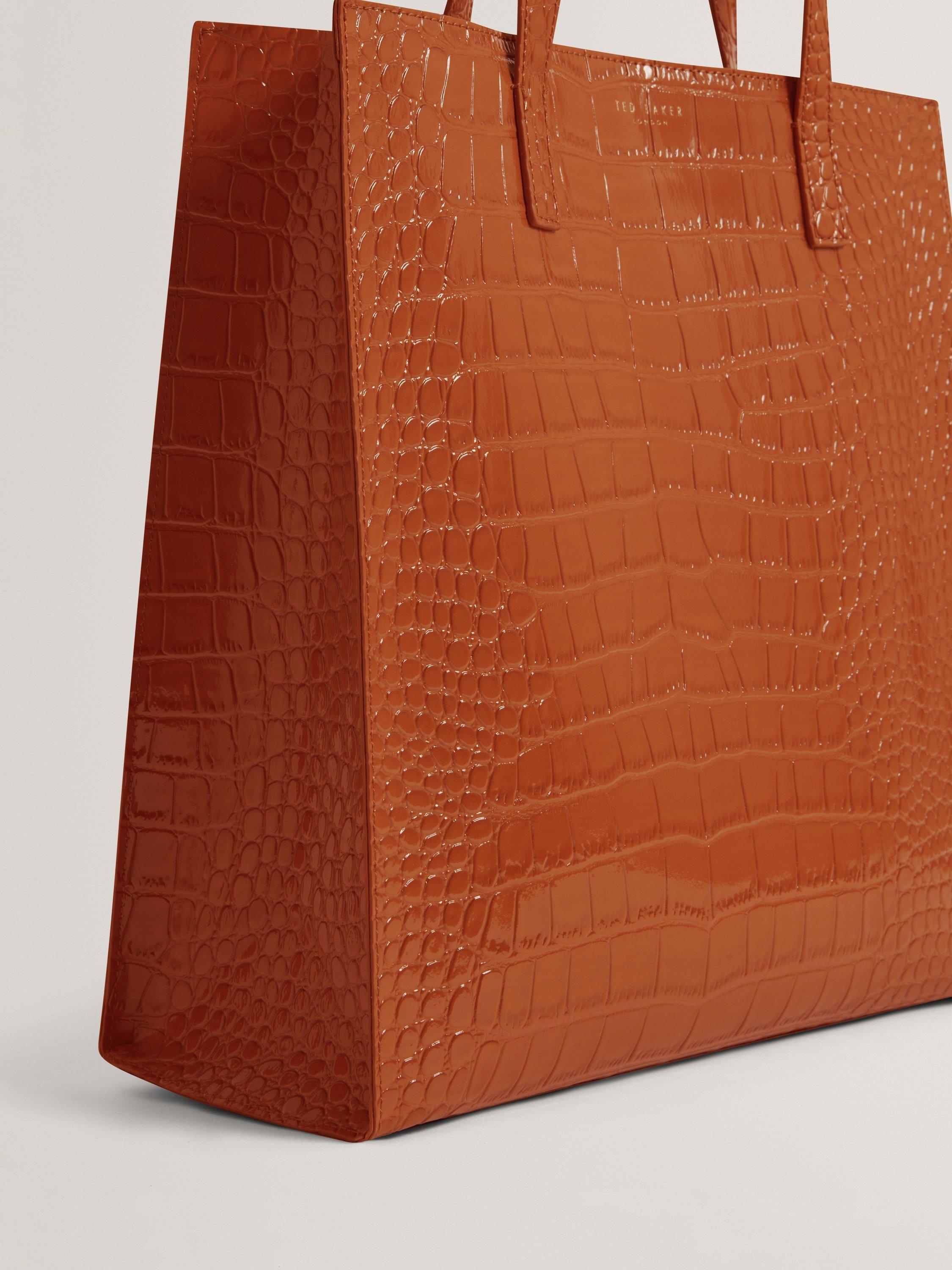 Ted Baker Wenella mock croc tote bag tan, imported from the UK