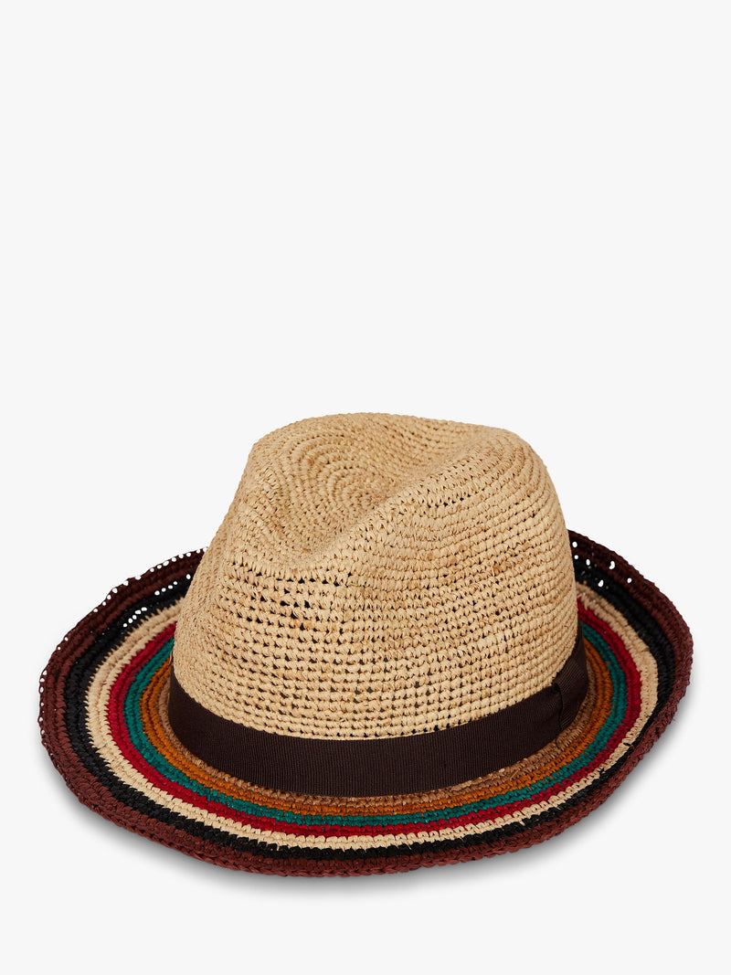 Paul Smith trilby hat brown raffia straw - British product