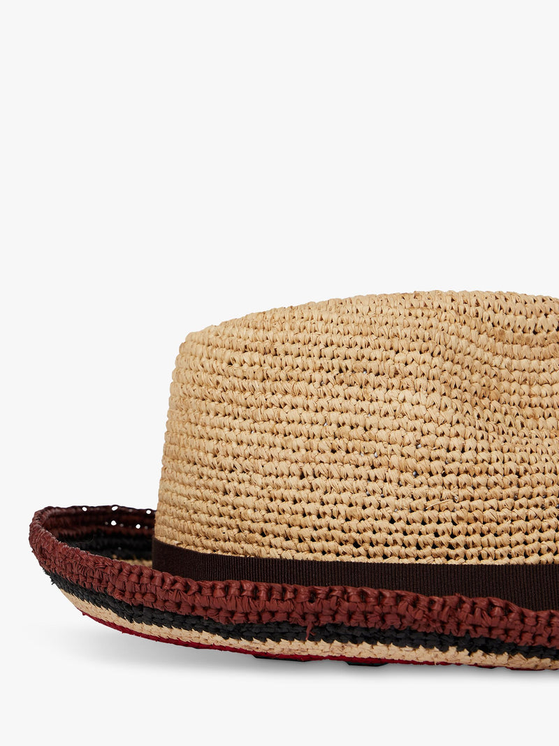Paul Smith trilby hat brown raffia straw - British product