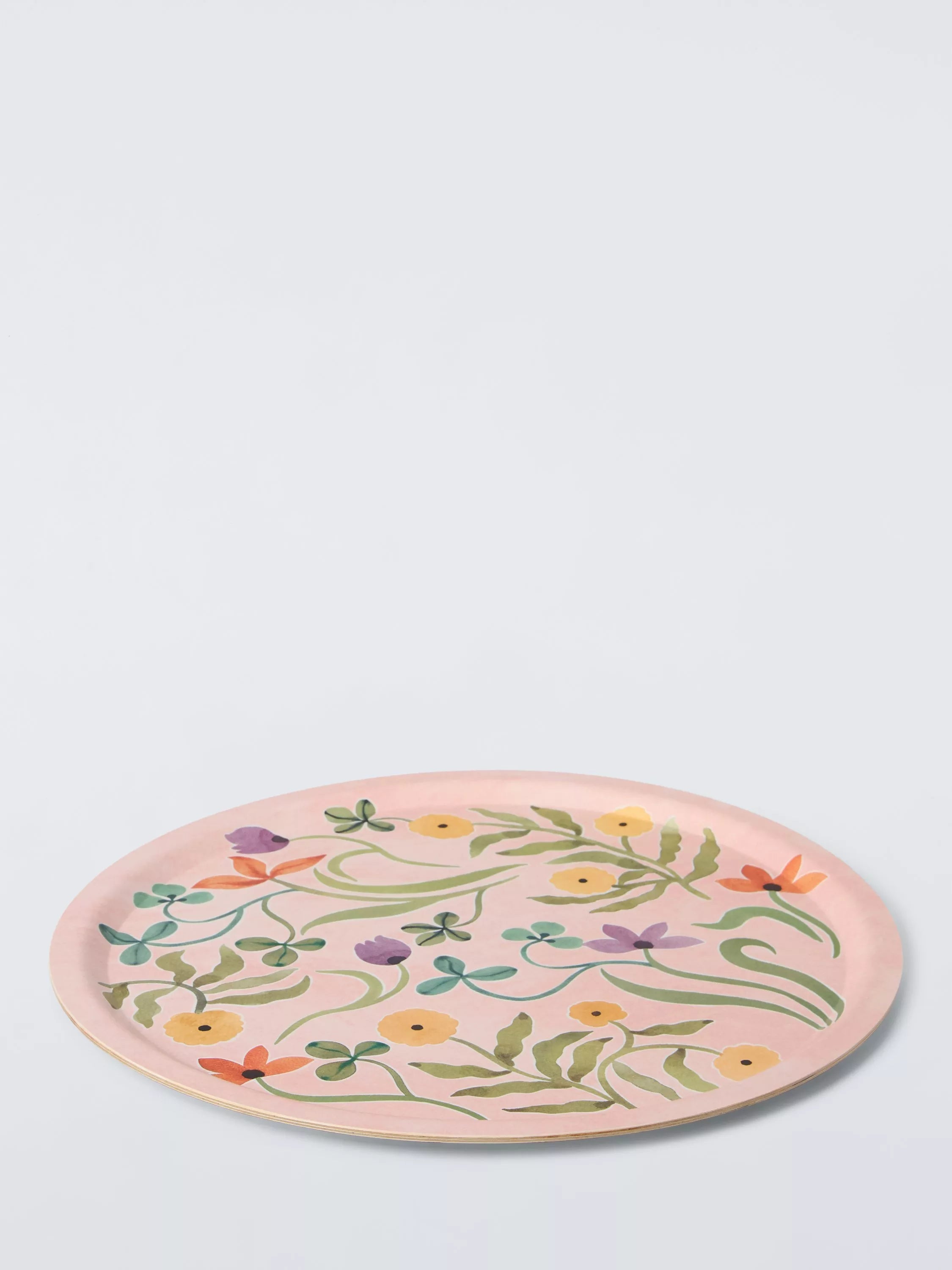 John Lewis floral round tray pink multi 38cm (British brand)