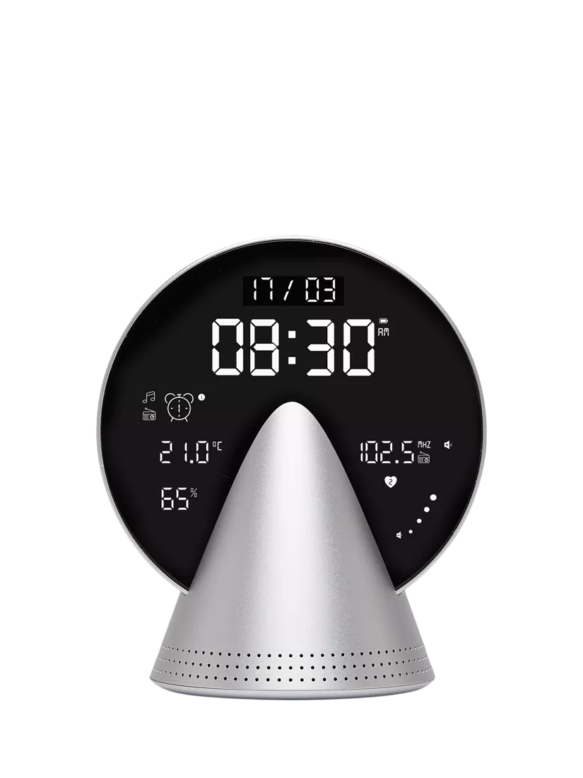 Lexon Conic digital alarm clock glacier aluminium (British brand)