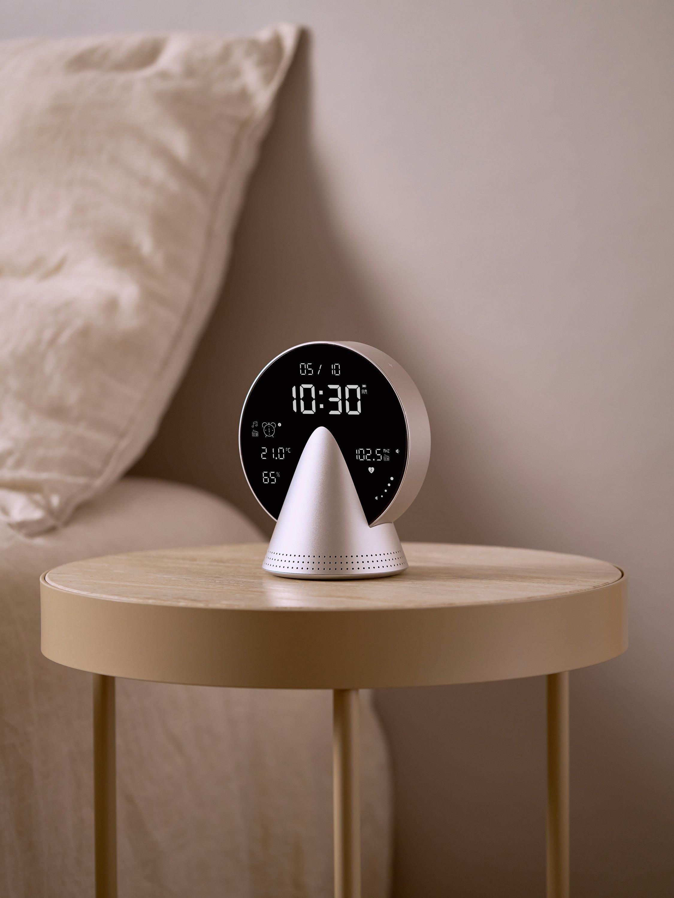Lexon Conic digital alarm clock glacier aluminium (British brand)